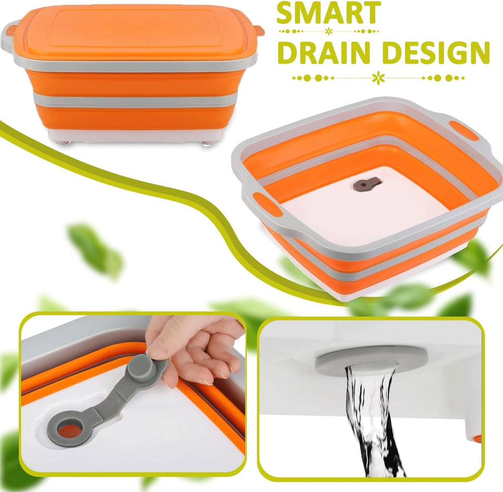 3-in-1 BBQ Prep Tub 16L – Collapsible Cutting Board with Resting Blanket & Chicken Claws All-in-One Meat Marinating,Shredding & Grilling Set Ideal BBQ Accessories for Camping, Picnic,&Outdoor Cooking