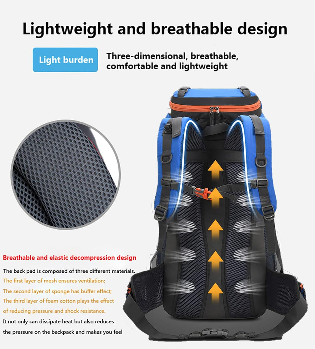 Bseash 60L Hiking Camping Backpack with Rain Cover, Waterproof Large Capacity Outdoor Sport Travel Daypack Climbing Touring (Army Green)