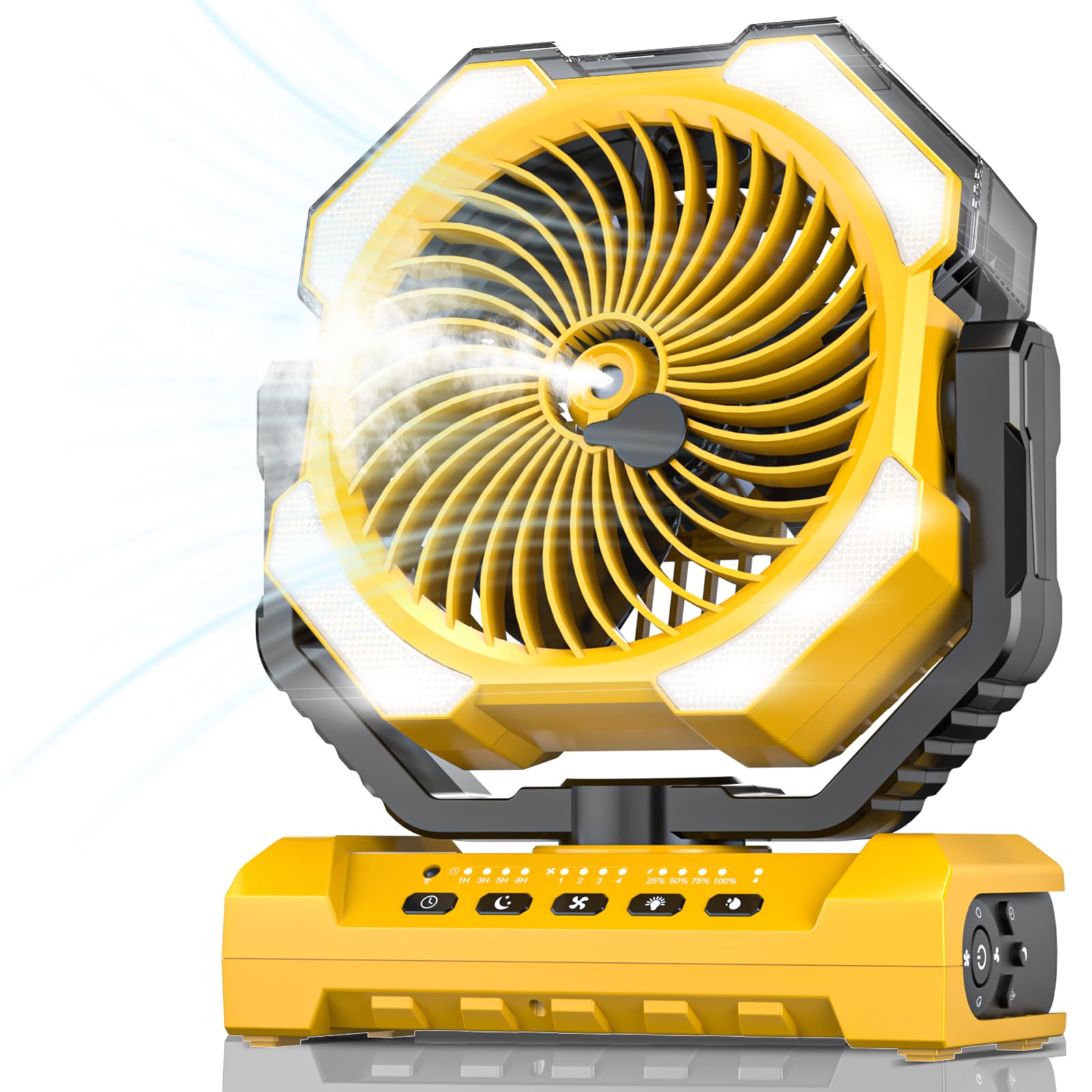 Misting Fan Portable with 250ml Water Tank, 24000mAh Rechargeable Cooling Fans for Outside, Outdoor Water Misters with 2 Mist Modes, Remote Control Camping Fan with Timer for Beach, Patios, Tents