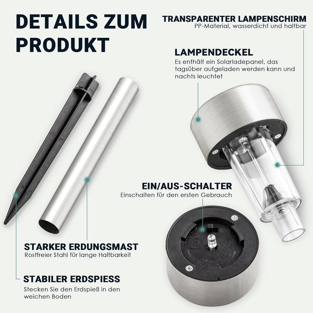 GIGALUMI Solar Lights Outdoor Waterproof, 12 Pack, Stainless Steel LED Solar Garden Lights for Patio, Lawn, Yard and Landscape, Cold White