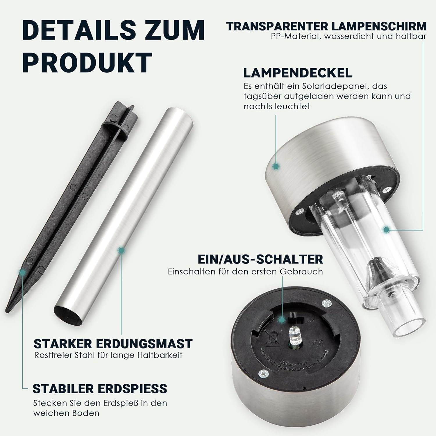 GIGALUMI Solar Lights Outdoor Waterproof, 12 Pack, Stainless Steel LED Solar Garden Lights for Patio, Lawn, Yard and Landscape, Cold White