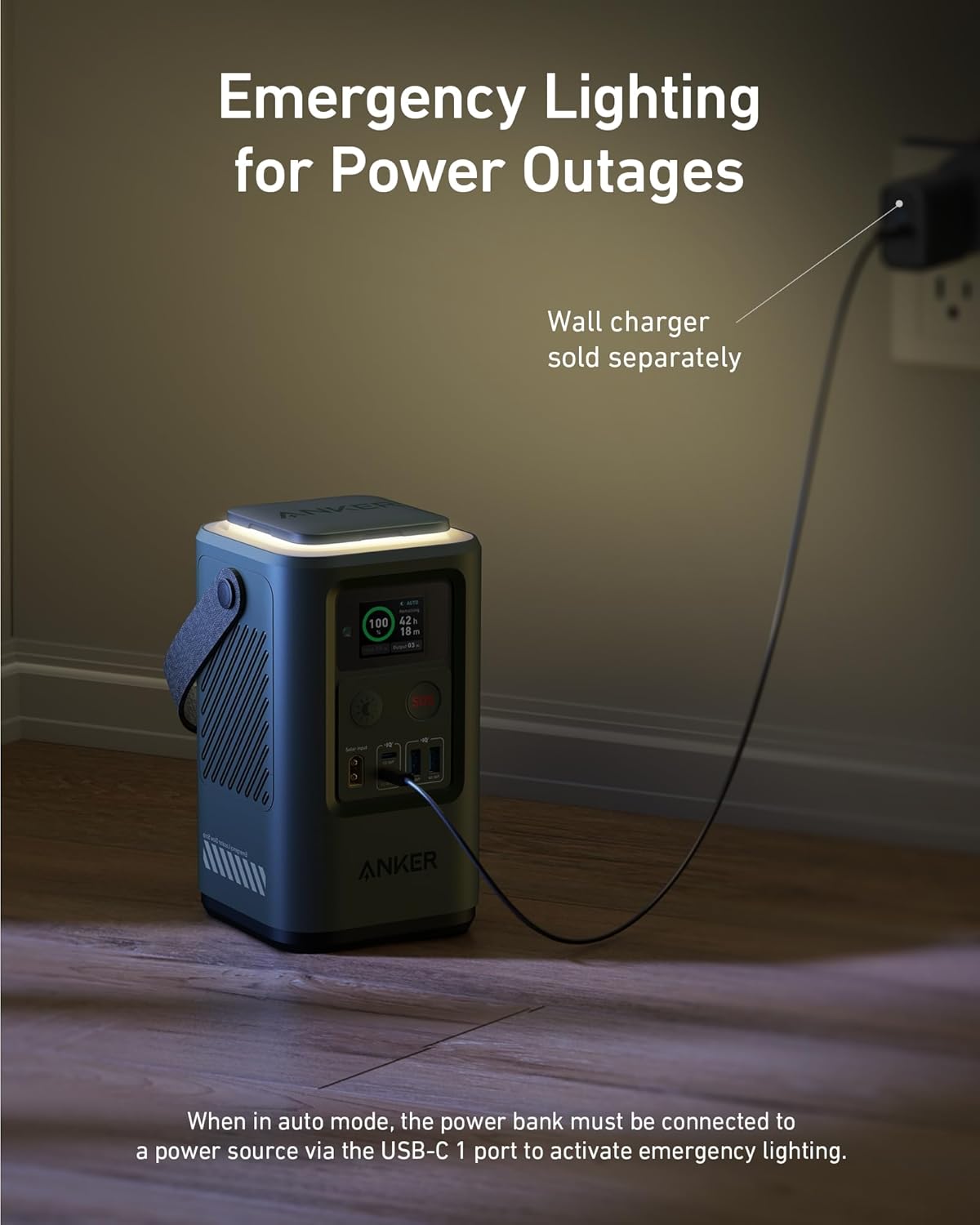 Anker Power Bank Power Station 60,000mAh,Portable Outdoor Generator 87W with Smart Digital Display, Retractable Auto Lighting and SOS Mode, Home Backup(PowerCore Reserve 192Wh) for Travel, Camping