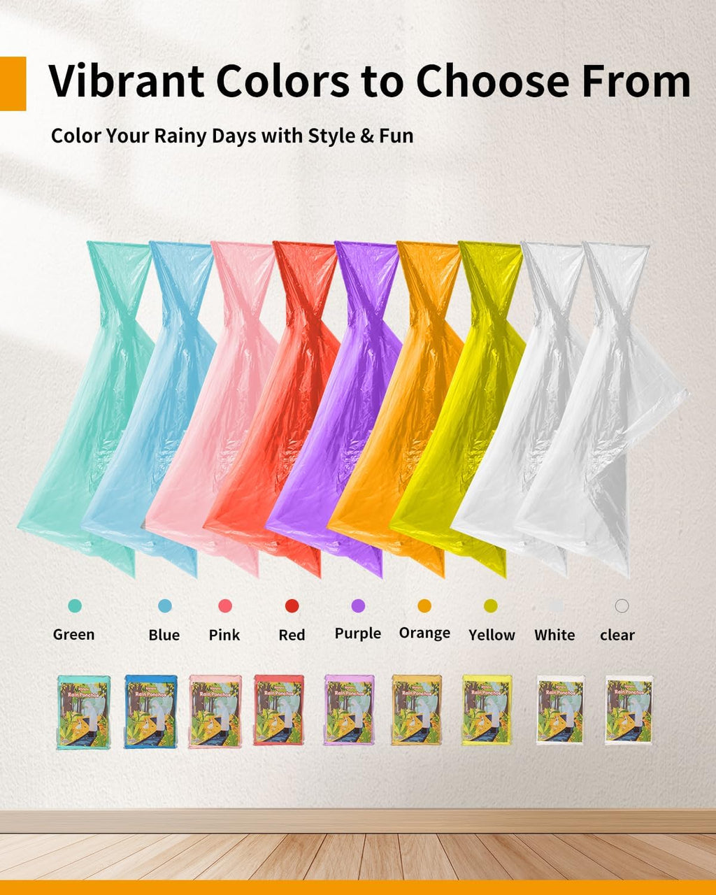 Hitituto Rain Ponchos for Adults - Extra Long Emergency Poncho with Hood, 6/12/24 Family Pack Raincoat, Home Survival Kits