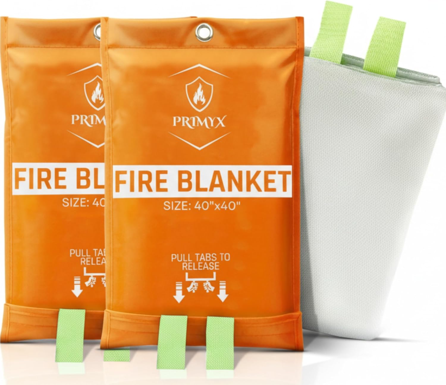 Emergency Fire Blanket 40"x40" (2-Pack) – Fireproof Survival Blanket for Home, Kitchen, RV & Camping – Smothers Grease & Electrical Fires – Reusable, Pet & Family Safe Fire Safety Gear