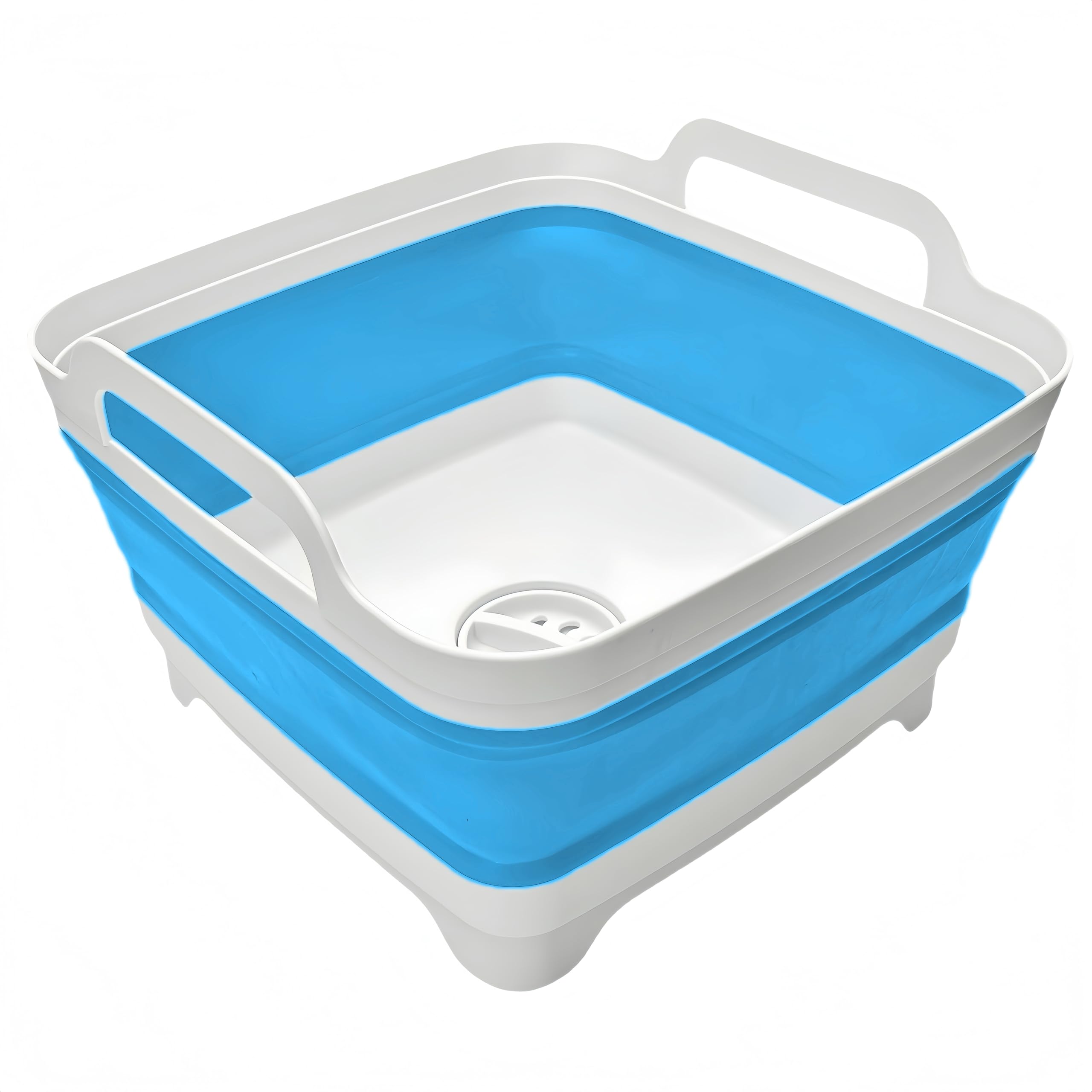Collapsible Wash Basin 9L, Foldable Dish Tub with Drain Plug, Portable Collapsible Dish Basin, Camping Sink for Washing Dishes, Laundry & Kitchen Use,Gray