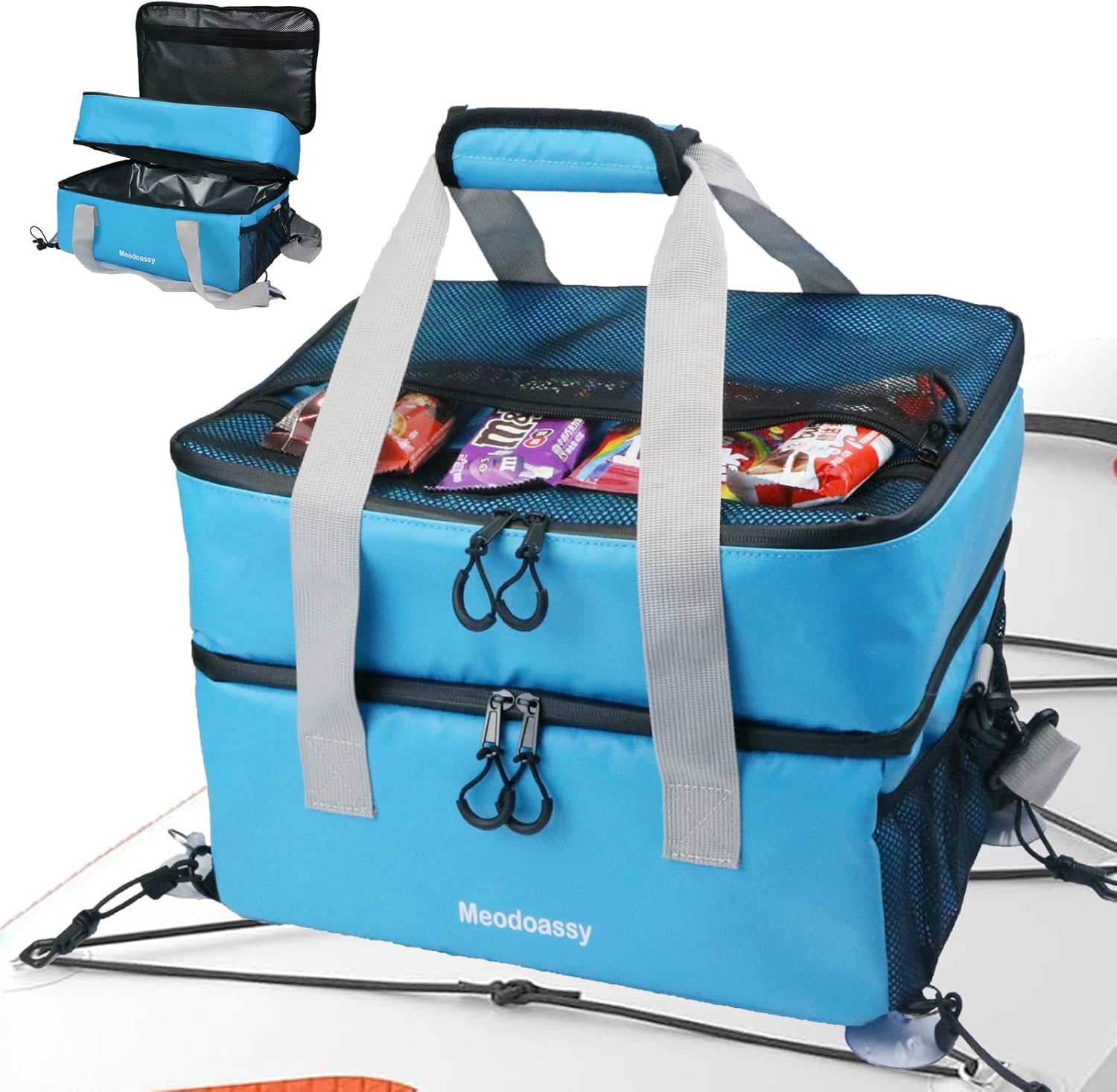 Paddle Board Cooler Waterproof,26L SUP Paddleboard Cooler Deck Bag fits 42 Cans,2 Compartments Paddle Board Accessories for Kayaking,Beach, Camping(Blue)