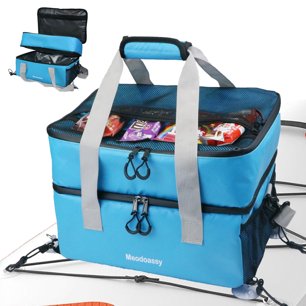 Paddle Board Cooler Waterproof,26L SUP Paddleboard Cooler Deck Bag fits 42 Cans,2 Compartments Paddle Board Accessories for Kayaking,Beach, Camping(Blue)