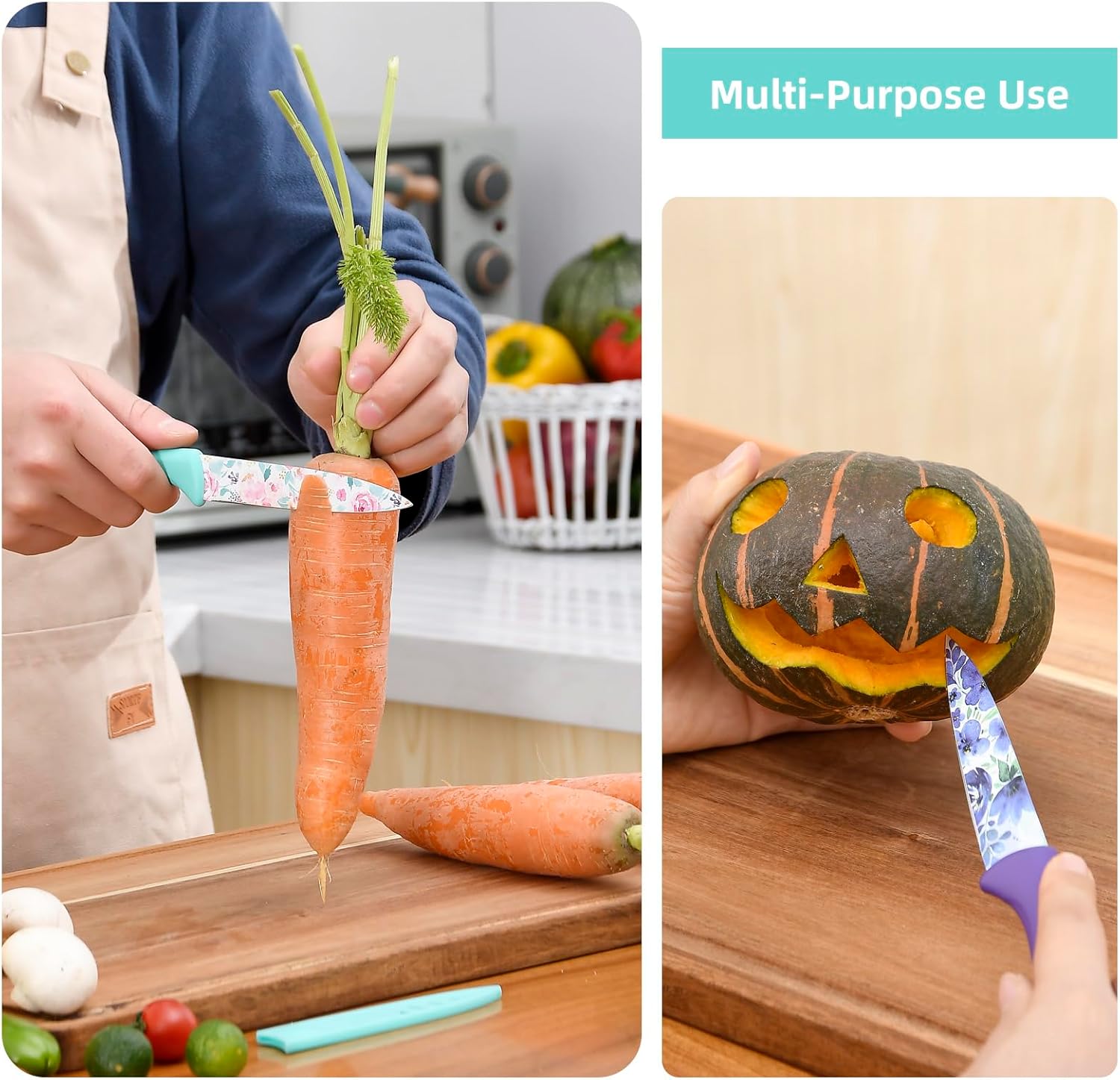 UPTRUST Knife Set, 12-piece Kitchen Knife Set Nonstick Coated, Professional Kitchen Cutlery Set for Chef, Cooking, Camping, Outdoor, Gift