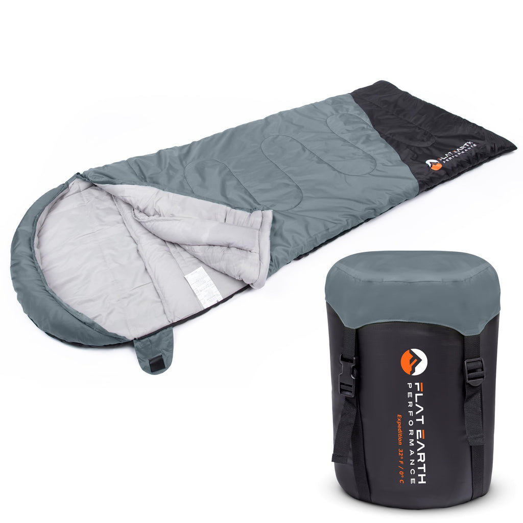 Expedition Sleeping Bag with Compression Sack – 32°F/0°C for Teens/Adults Up to 6'2", Lightweight, Water-Resistant, Backpacking Sleeping Bag for Camping, Hiking