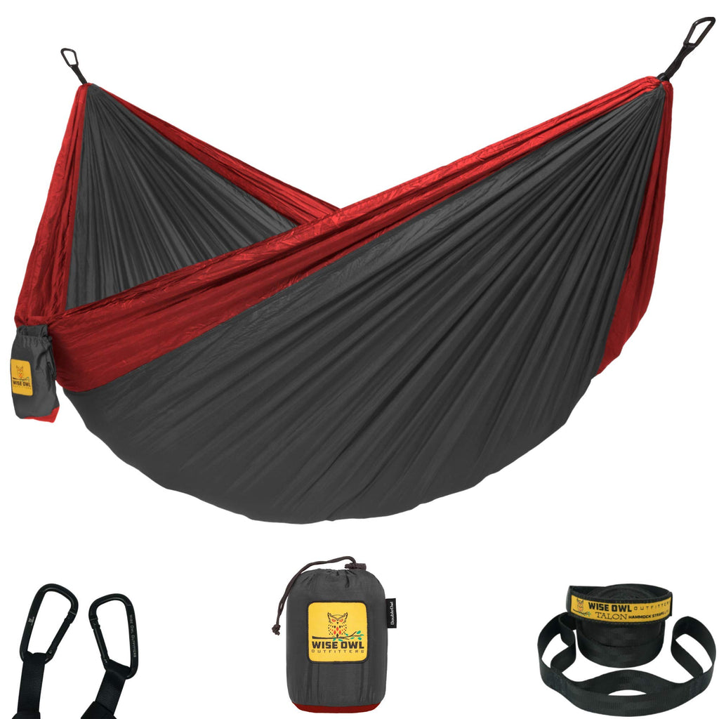Wise Owl Outfitters Camping Hammock – 500lbs Portable Hammock with Tree Straps - Travel, Backpacking, Hiking, Outdoors Camping Gear - Single or Double