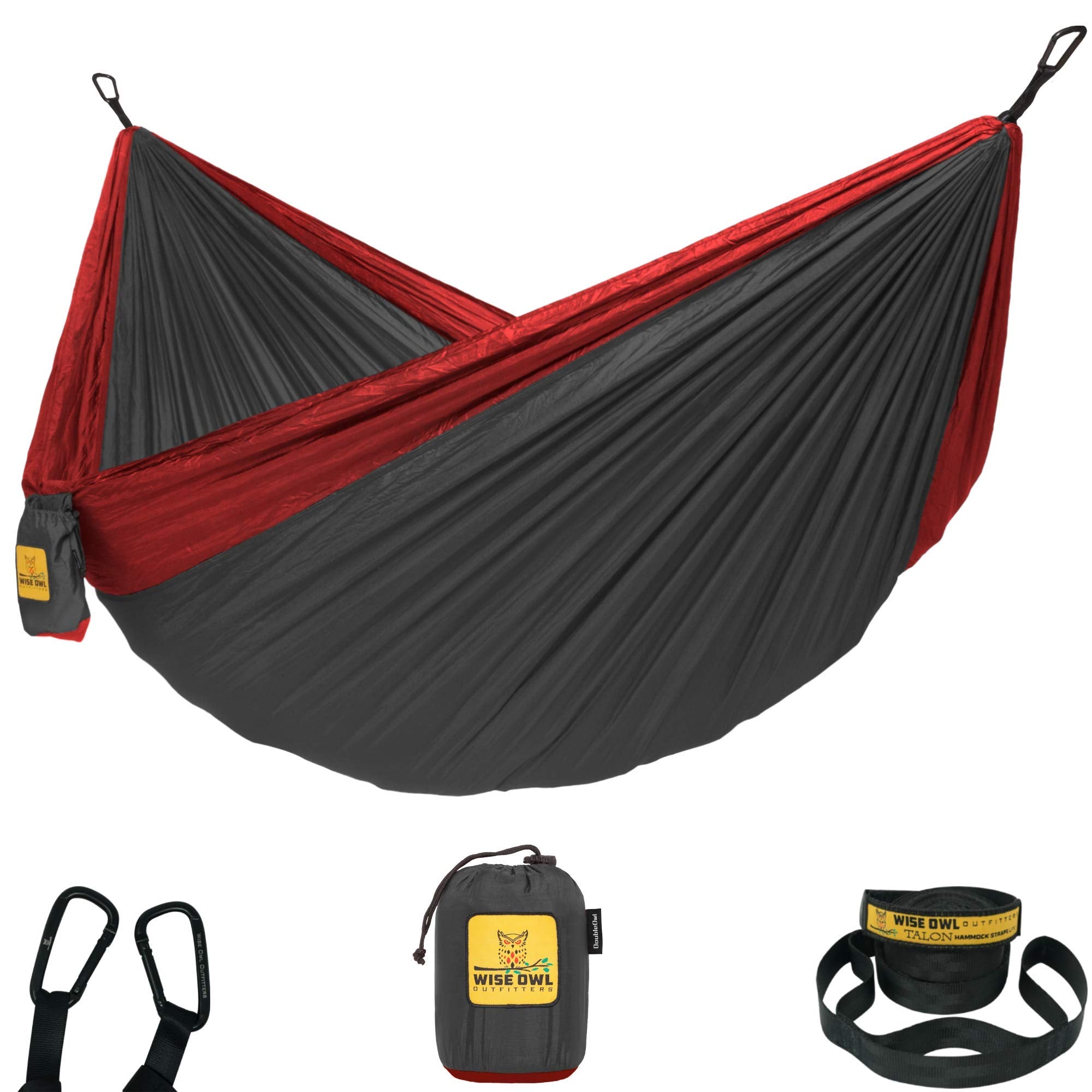 Wise Owl Outfitters Camping Hammock – 500lbs Portable Hammock with Tree Straps - Travel, Backpacking, Hiking, Outdoors Camping Gear - Single or Double