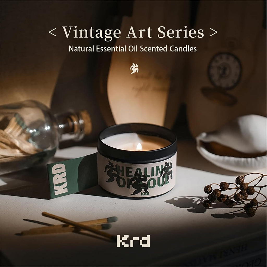 KRD Series Scented Candles 4 Pack, 90g Lightweight Tins, 20H Burn Each, Portable Soy Wax Travel Candles for Camping Backpack Vacation, 4 Scents