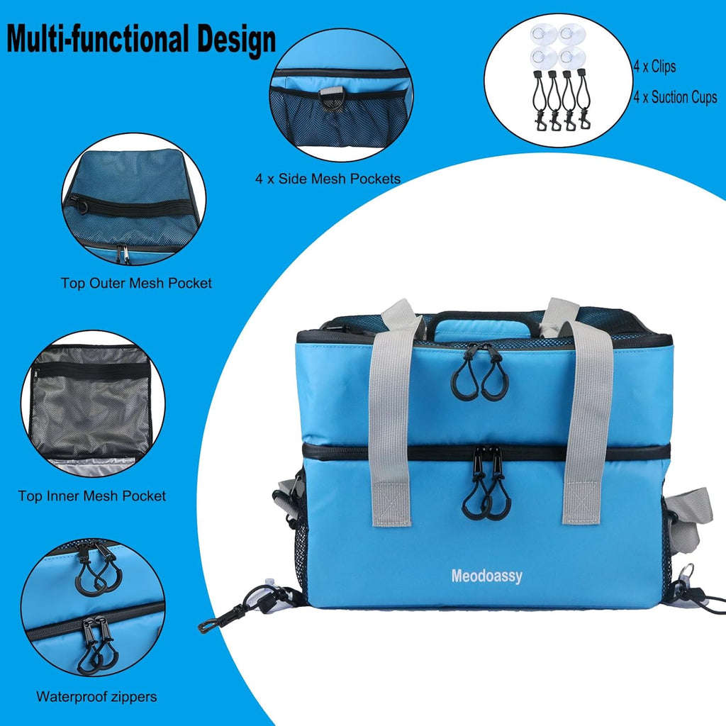 Paddle Board Cooler Waterproof,26L SUP Paddleboard Cooler Deck Bag fits 42 Cans,2 Compartments Paddle Board Accessories for Kayaking,Beach, Camping(Blue)