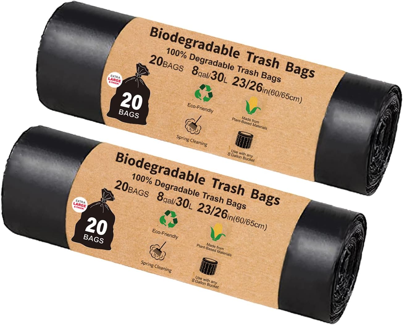 Compostable Camping Toilet Bags - 40 Count, 8 Gallon, 30 Liter, Portable Toilet Replacement Bags for Outdoors, Boating, Car Travel, Long Trips