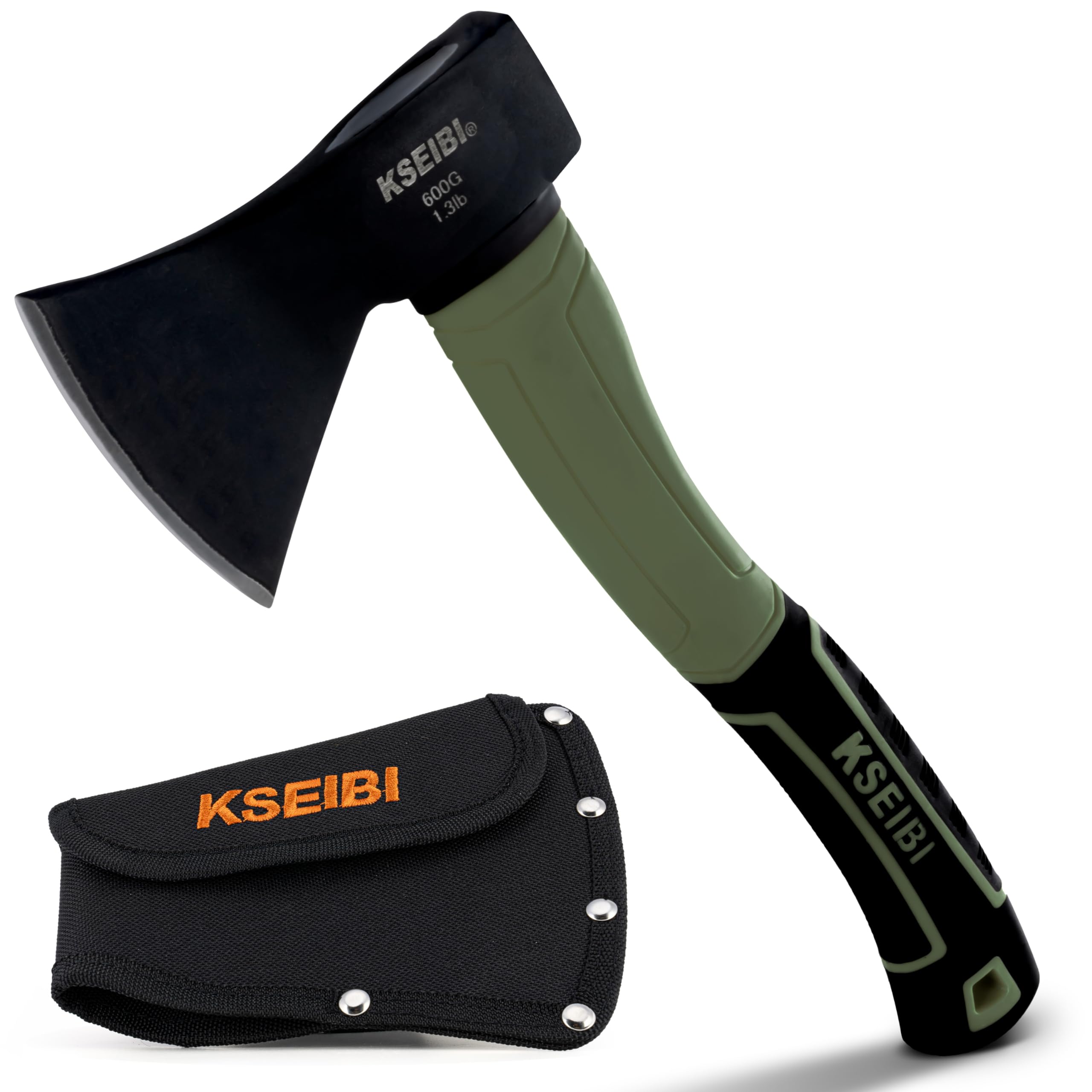 KSEIBI Wood Axe, Small Outdoor Camp Hatchet for Splitting and Kindling Wood, Forged Steel Blade with Anti-Slip and Shock Reduction Handle Great Throwing Axes and Hatchets (Modern)