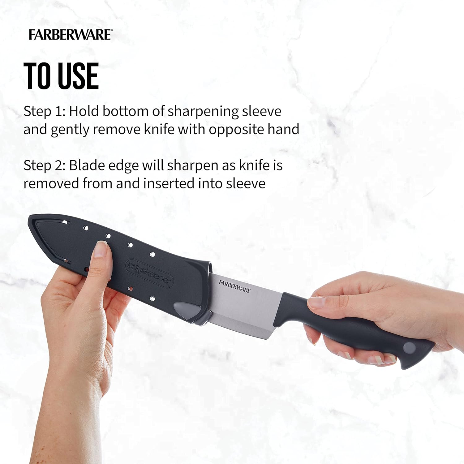 Farberware Edgekeeper 6-Inch Chef Knife with Self-Sharpening Blade Cover, High Carbon-Stainless Steel Kitchen Knife with Ergonomic Handle, Razor-Sharp Knife, Black