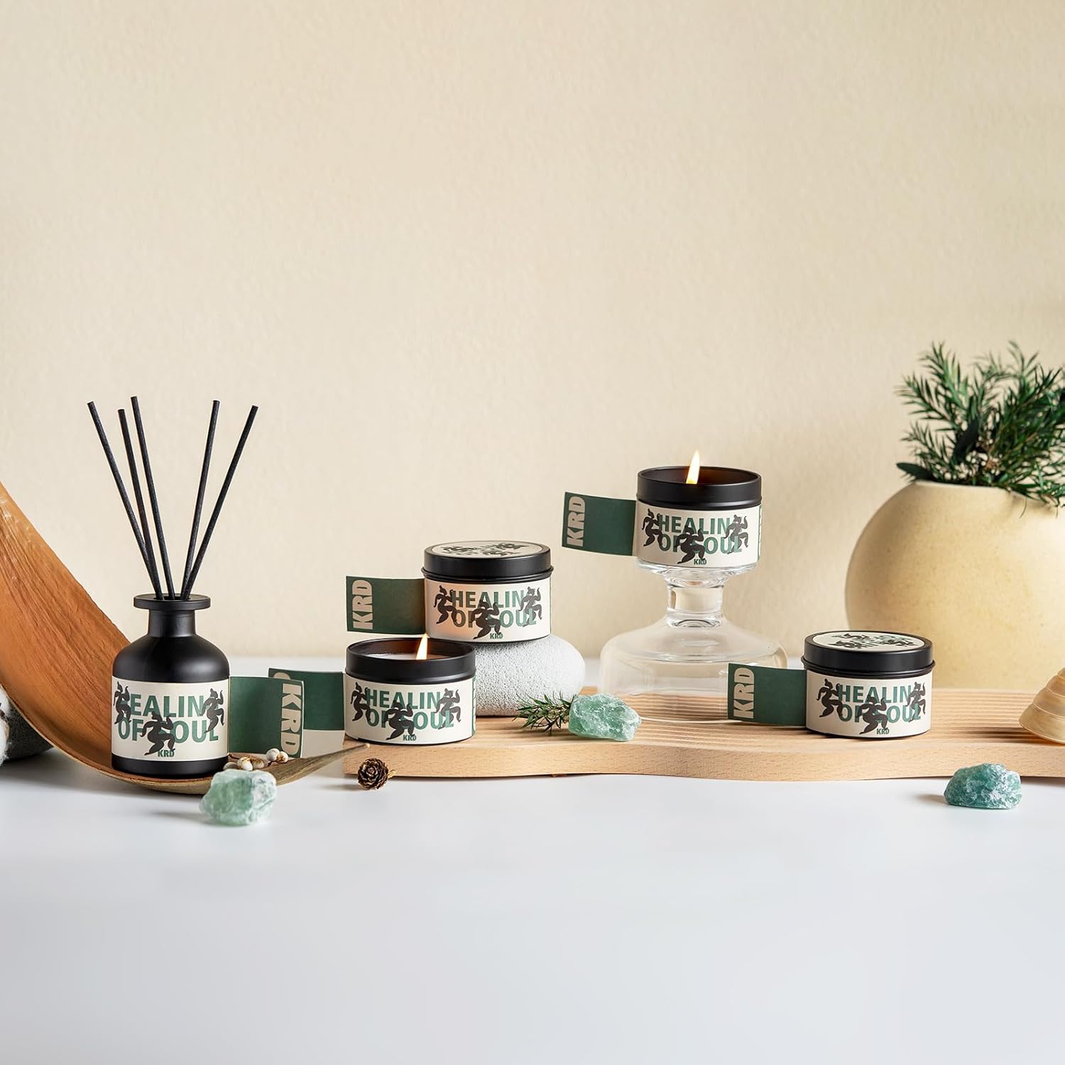 KRD Series Scented Candles 4 Pack, 90g Lightweight Tins, 20H Burn Each, Portable Soy Wax Travel Candles for Camping Backpack Vacation, 4 Scents