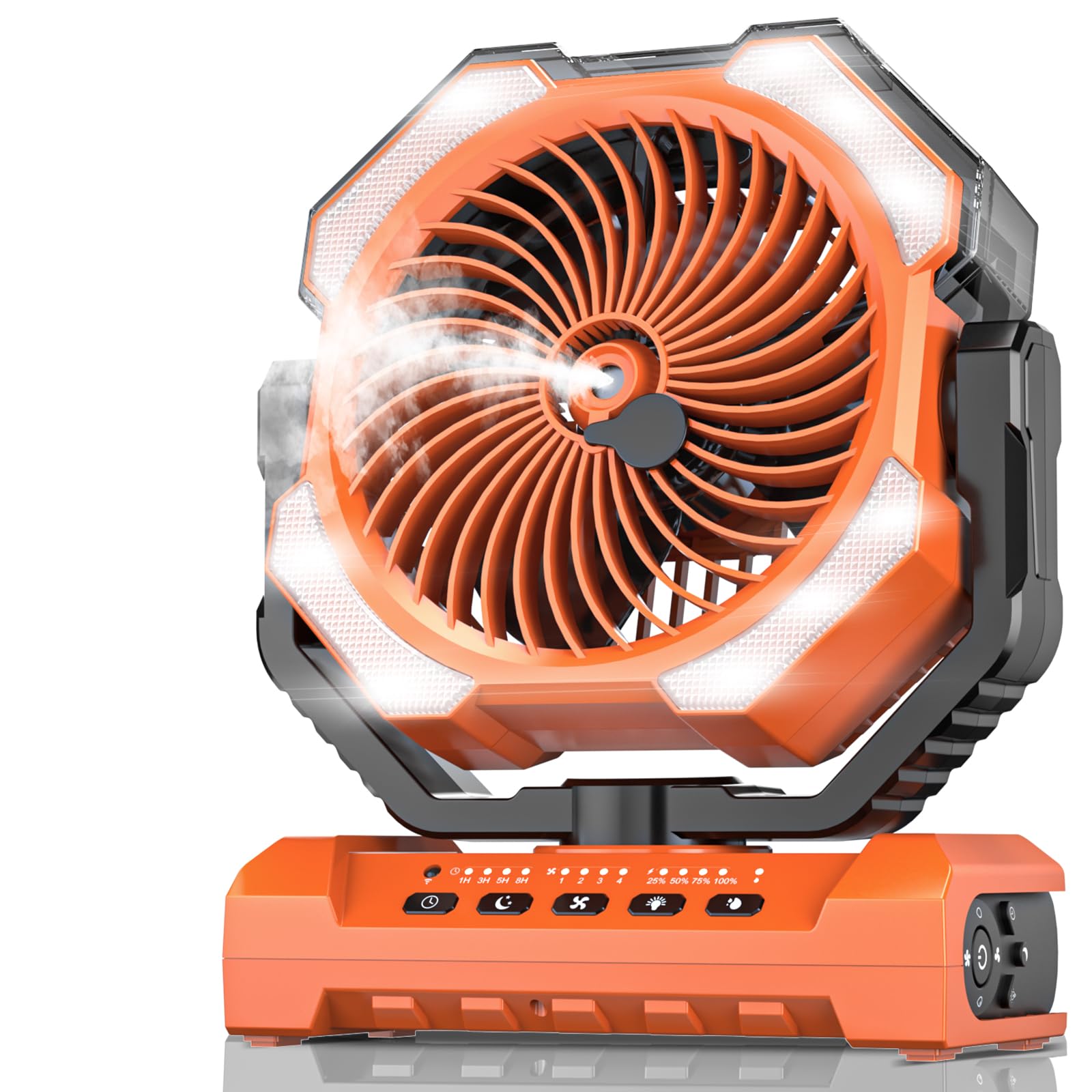 Misting Fan Portable with 250ml Water Tank, 24000mAh Rechargeable Cooling Fans for Outside, Outdoor Water Misters with 2 Mist Modes, Remote Control Camping Fan with Timer for Beach, Patios, Tents