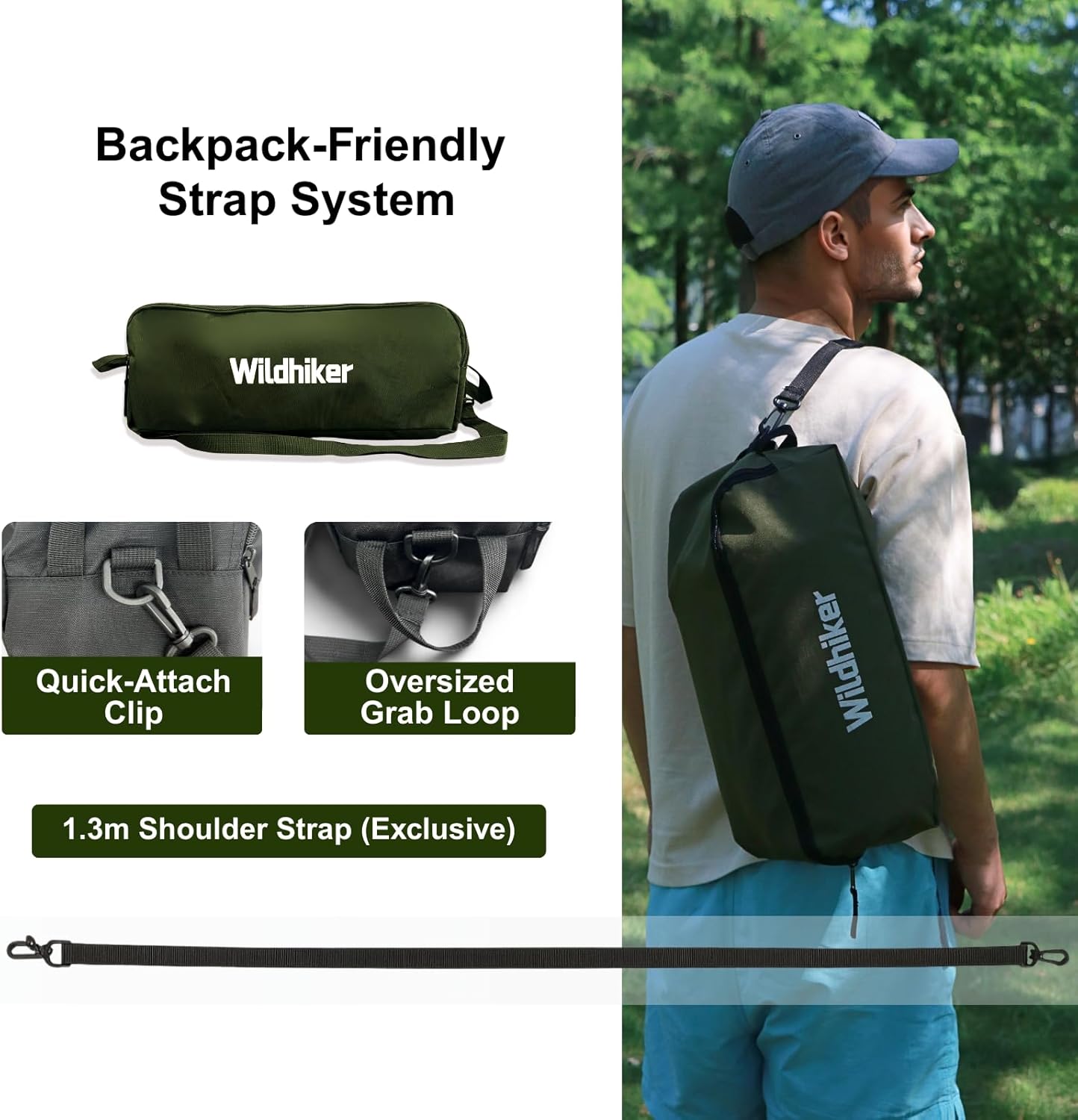 Wildhiker Portable High Back Folding Camping Chairs – Compact with Dual Sitting Modes, Pillow, Arm Pads and Side Pockets – Lightweight Chair for Motorcycle, RV, Festival, Travel – Green