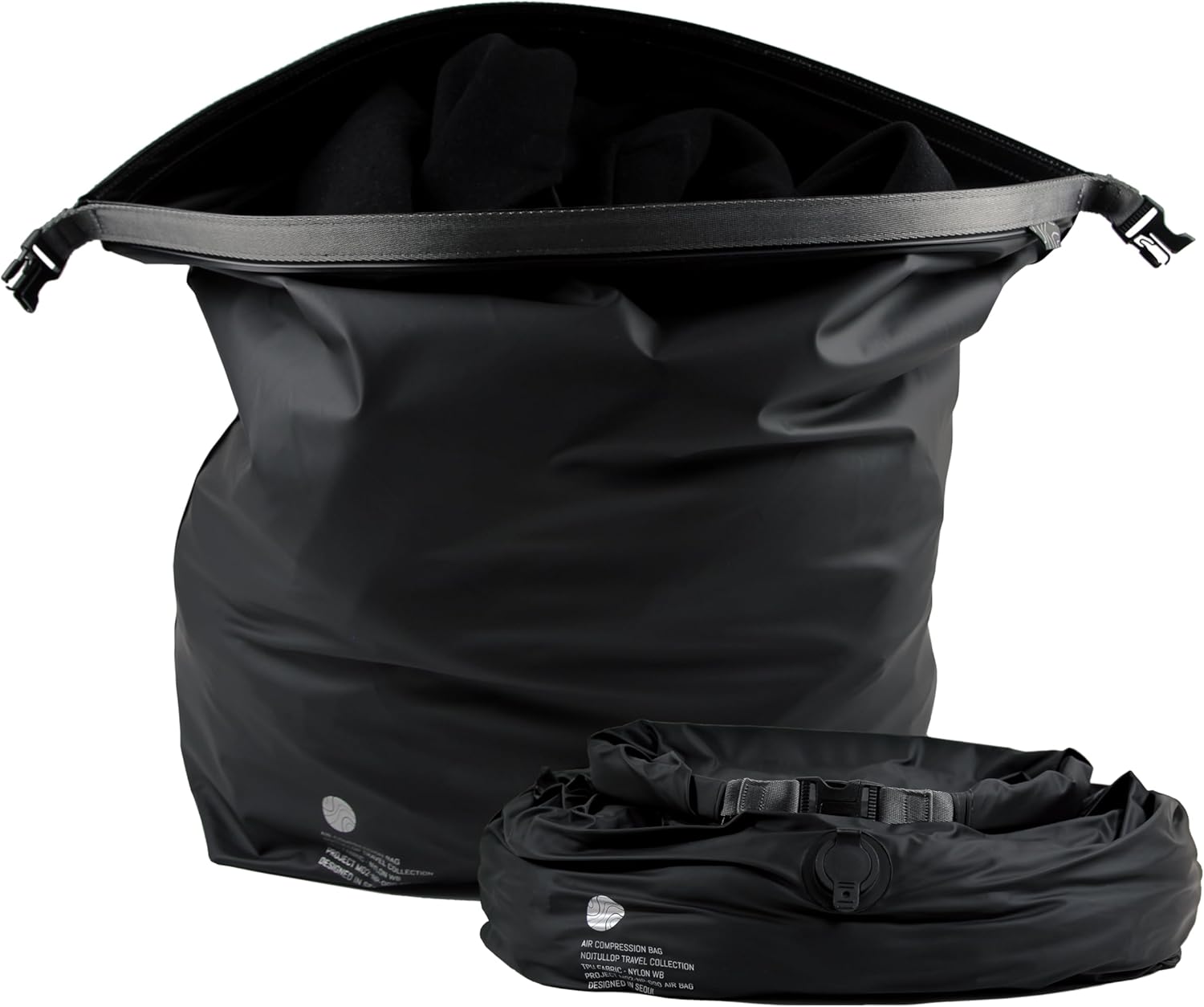 Vacuum Compression Bags for Travel, 40L Pump-Free Reusable Vacuum Bags, Waterproof Laundry Bag for Backpack and Suitcase, Space Saver Bags for Backpacking