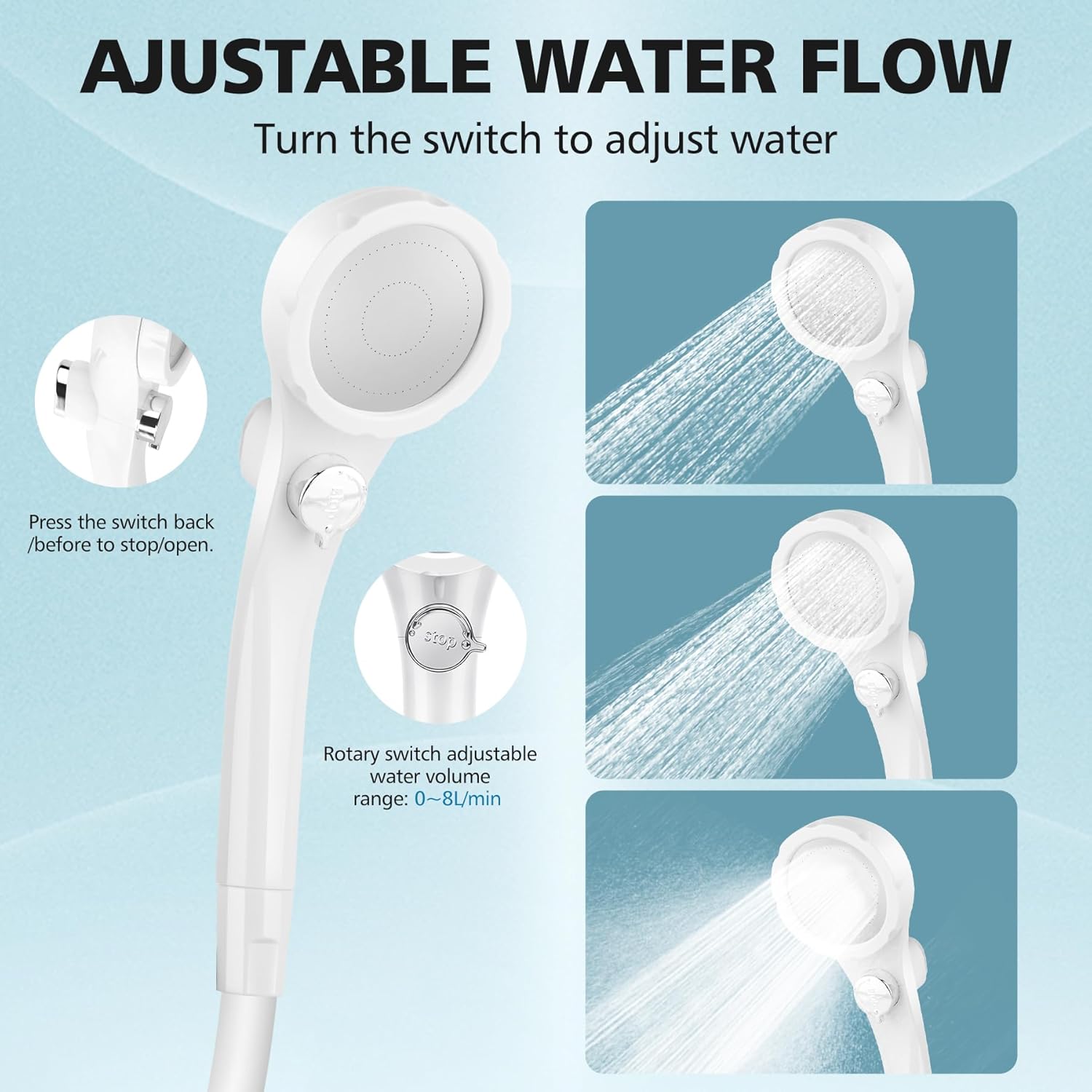 Portable Shower for Camping, 7800mAh Rechargeable Camping Shower with 3 Spray Modes, IPX7 Waterproof Portable Shower Pump for Outdoor, Hiking, Travel, Car, Pet-Long-Lasting Battery & Powerful Suction