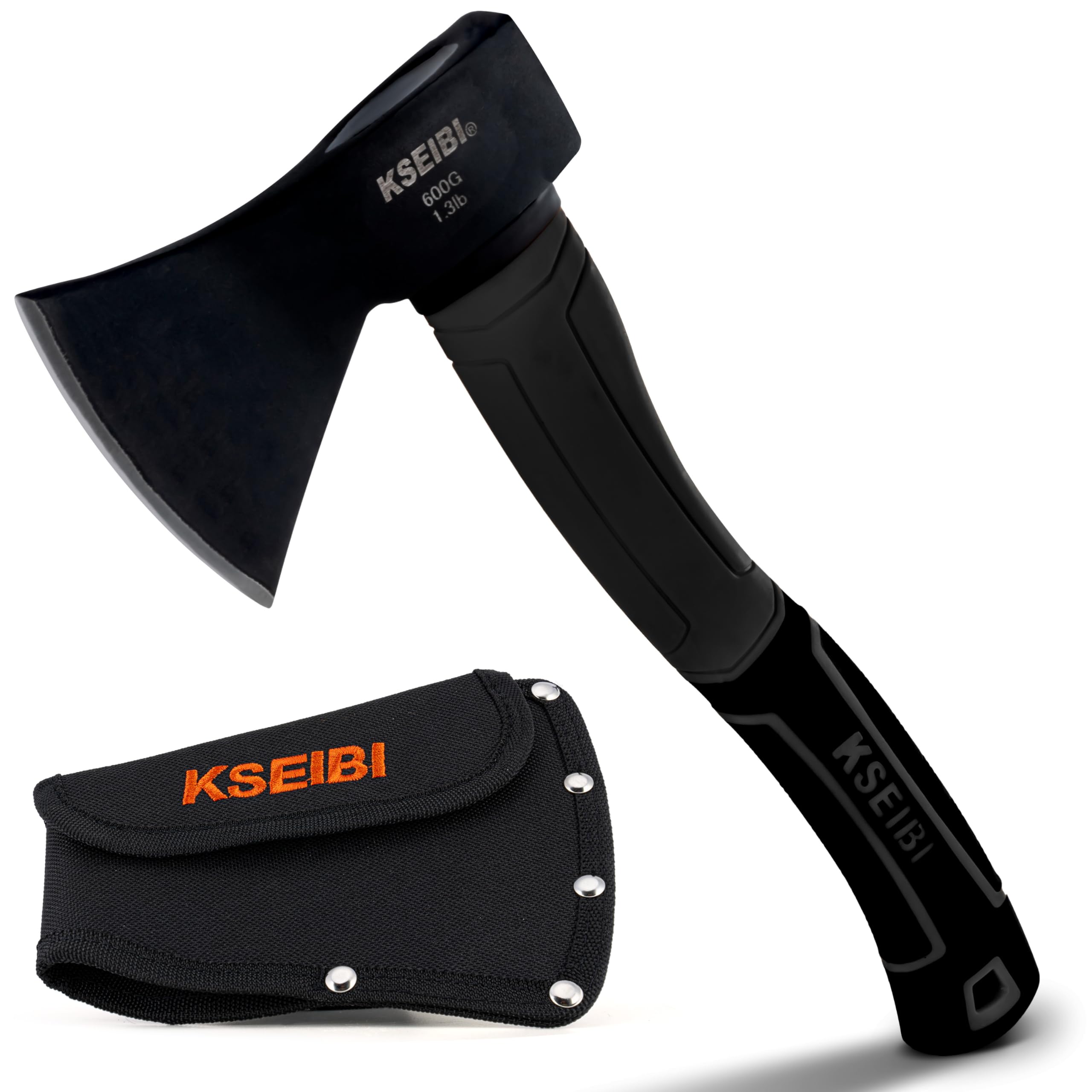 KSEIBI Wood Axe, Small Outdoor Camp Hatchet for Splitting and Kindling Wood, Forged Steel Blade with Anti-Slip and Shock Reduction Handle Great Throwing Axes and Hatchets (Modern)