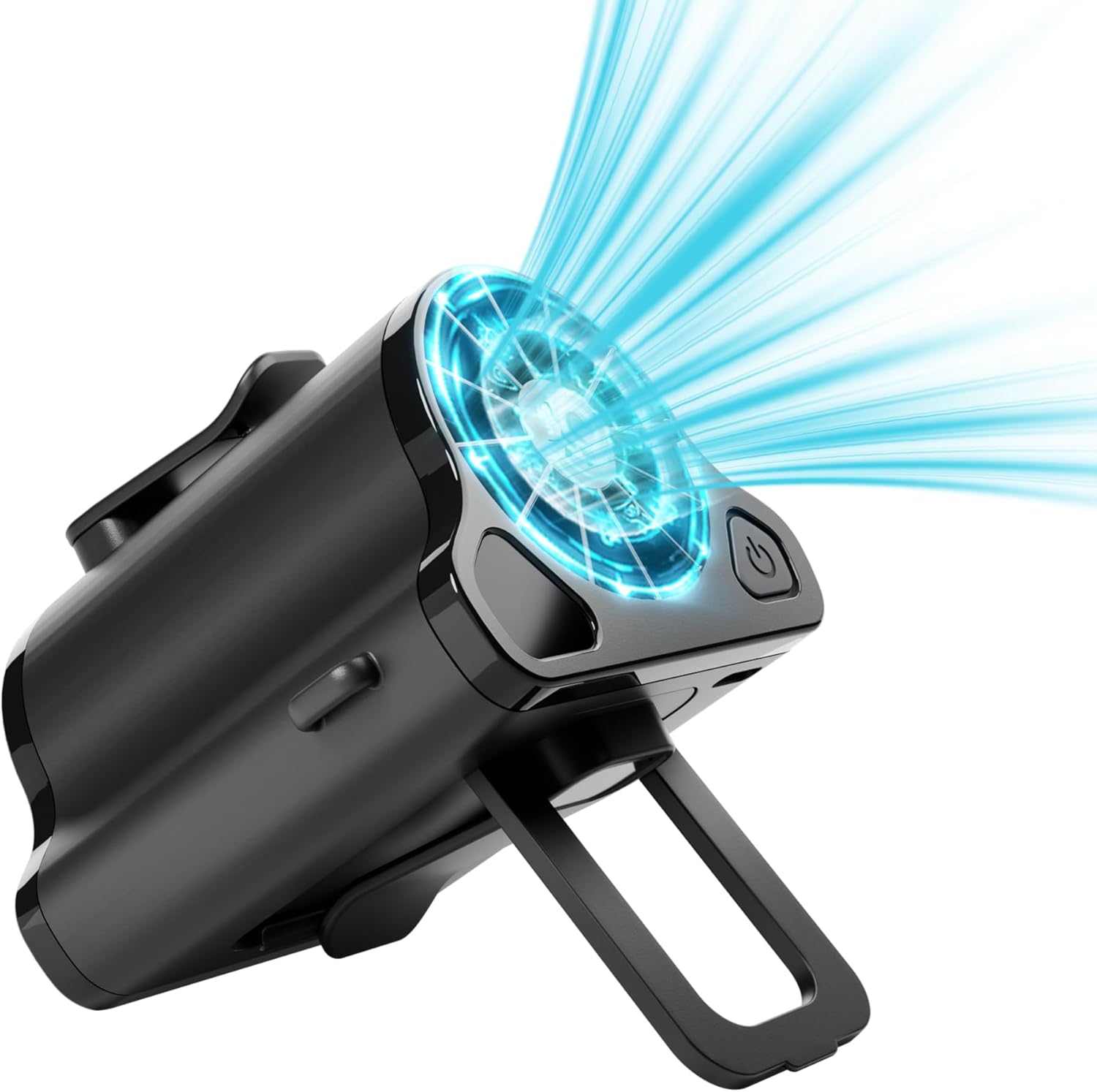 Portable Waist Fan 10000mAh Rechargeable Battery w/LED Display with 5 Speeds 12000RPM Strong Airflow Low Noise Hands-Free Clip on Wearable Belt Fan For Outdoor Camping Traveling Black