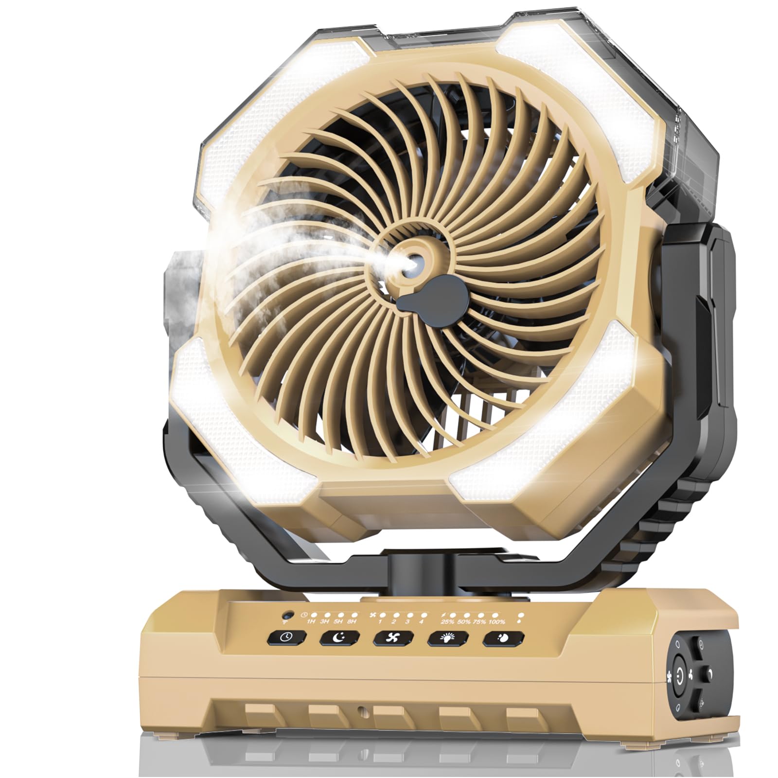 Misting Fan Portable with 250ml Water Tank, 24000mAh Rechargeable Cooling Fans for Outside, Outdoor Water Misters with 2 Mist Modes, Remote Control Camping Fan with Timer for Beach, Patios, Tents