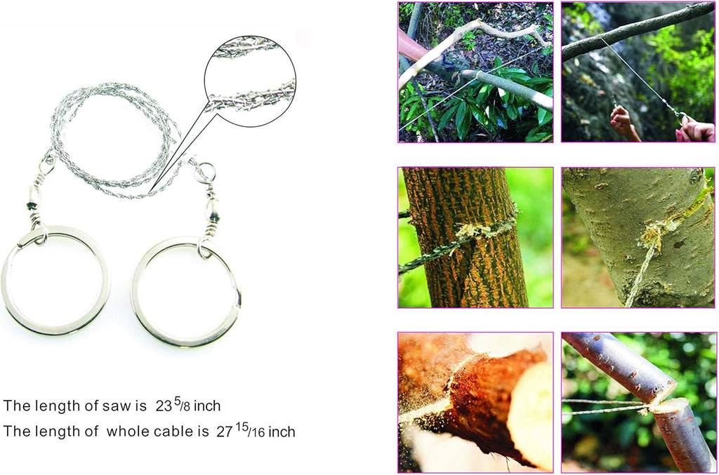 Emergency Survival Kit – Windproof Matches with Waterproof Case, Waxed Fire Rope, Wire Saw, Knife, Tool Card, Blanket, Carabiner – Camping Hiking Outdoor Fire Starter Set