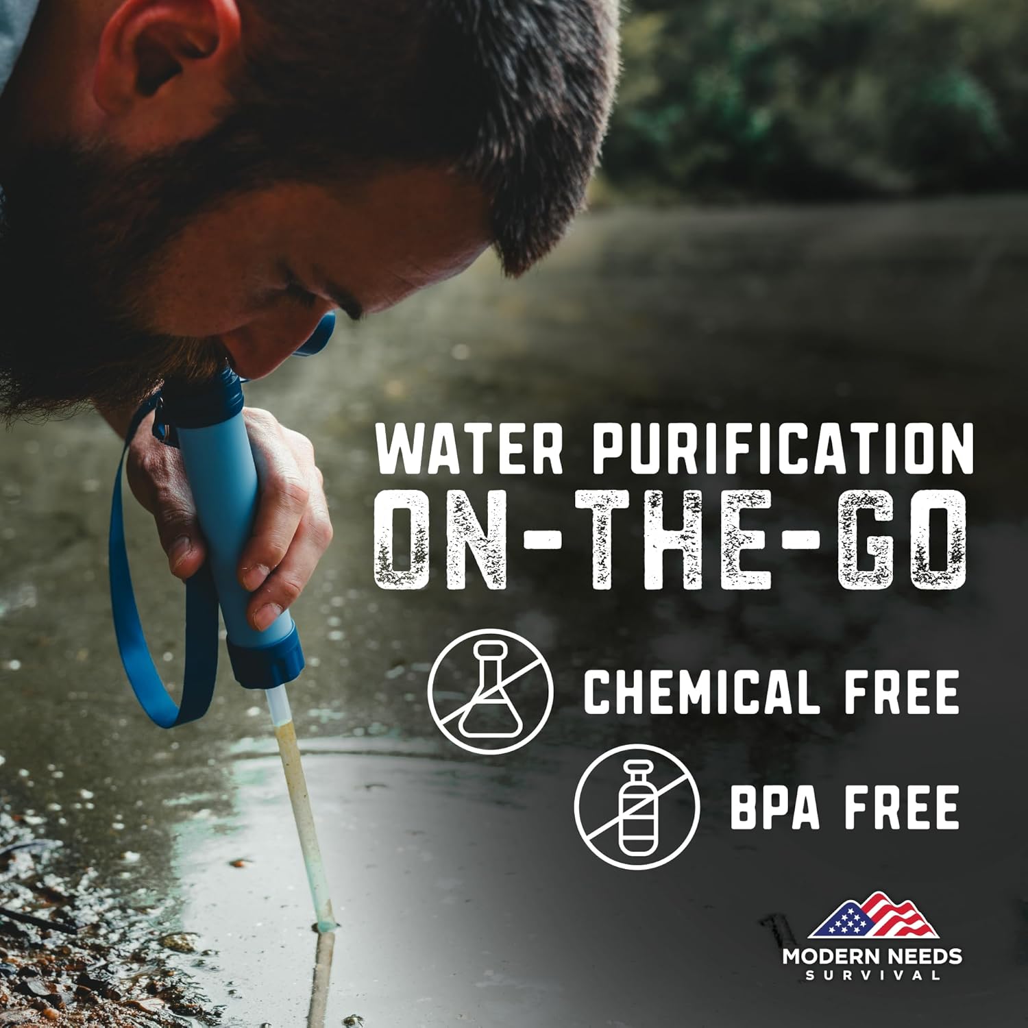 MODERN NEEDS Ready Filter Personal Water Filter Straw | Backpacking Water Filter for Hiking & Camping | Portable Water Purifier Camping | Emergency Survival Gear & Camping Survival Kit