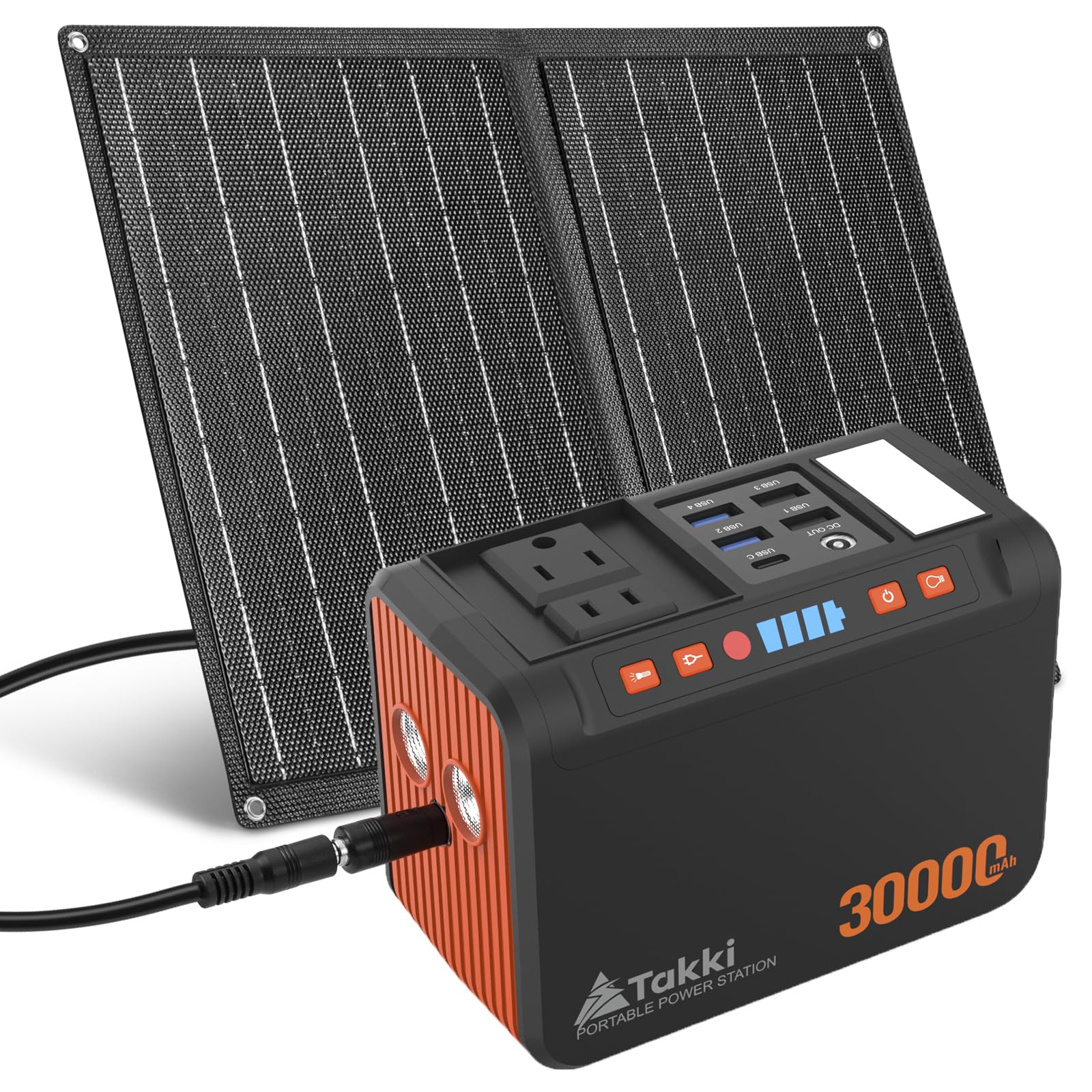 Takki 88.8Wh Portable Power Station Lithium Battery Solar Generator Power Bank with 110V AC Outlet Battery Backup for Camping Home Use Emergency(Solar Panel Optional)