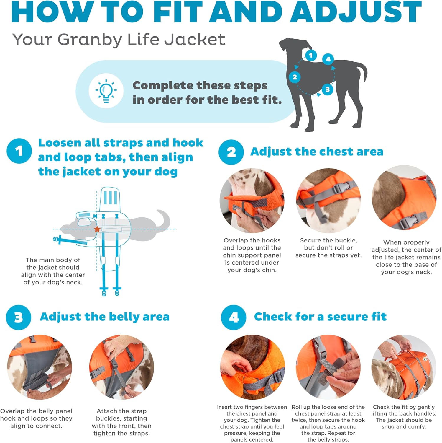 Outward Hound Granby Splash Dog Life Jacket, High-Buoyancy Dog Life Vest for Swimming, Boating, and Water Safety, Large, Orange