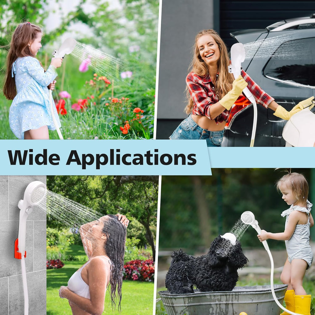 Portable Shower for Camping, 7800mAh Rechargeable Camping Shower with 3 Spray Modes, IPX7 Waterproof Portable Shower Pump for Outdoor, Hiking, Travel, Car, Pet-Long-Lasting Battery & Powerful Suction