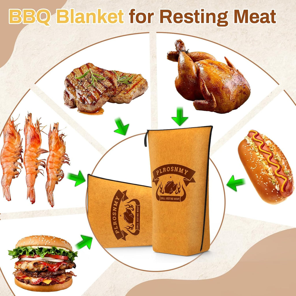 BBQ Blanket for Resting Meat, 21 Inch Smoker Meat Resting Blanket for Brisket, Beef, Turkey, Wide Mouth Meat Insulated Resting Bag for Smoking, Grilling, Camping