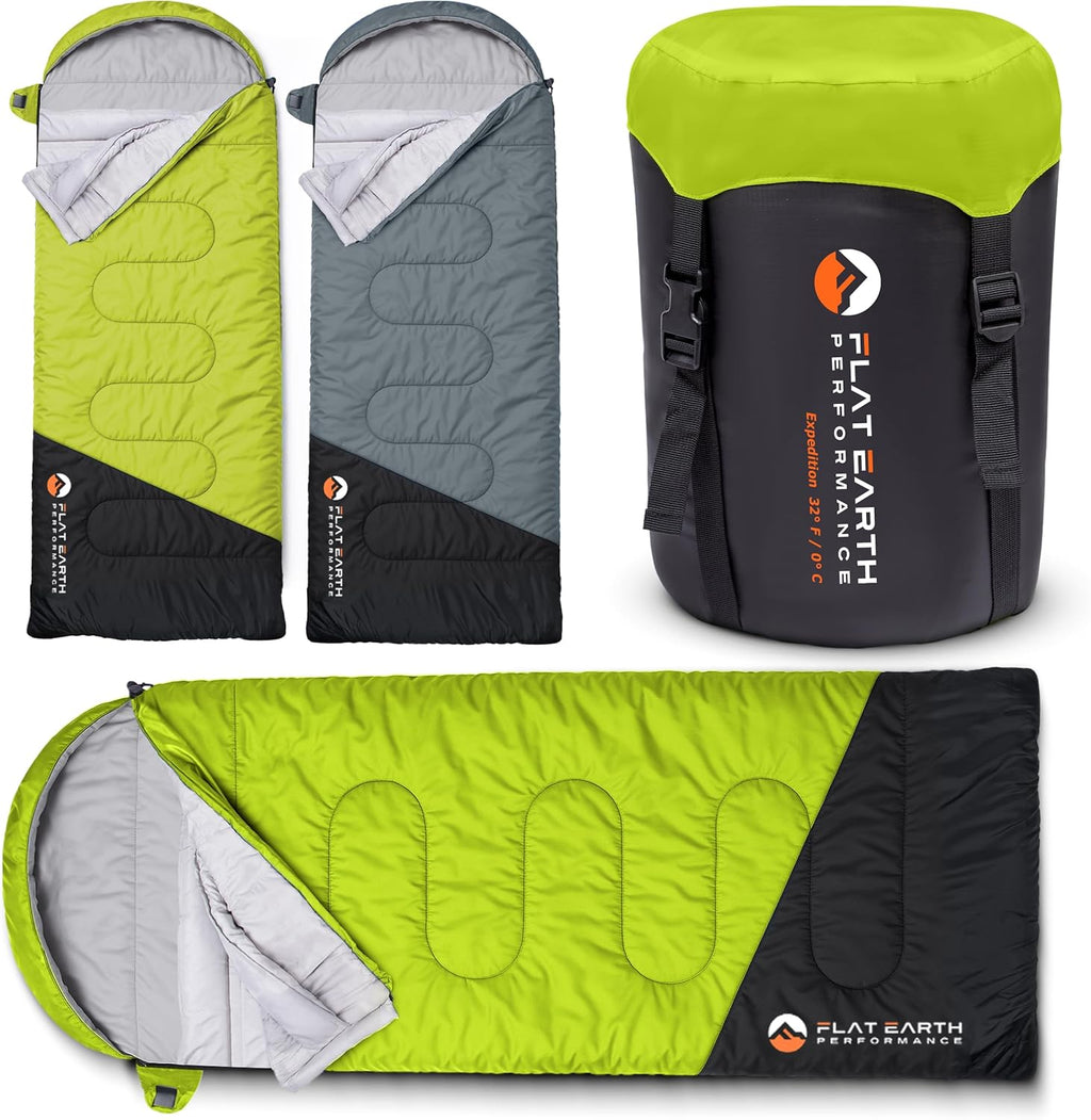 Expedition Sleeping Bag with Compression Sack – 32°F/0°C for Teens/Adults Up to 6'2", Lightweight, Water-Resistant, Backpacking Sleeping Bag for Camping, Hiking