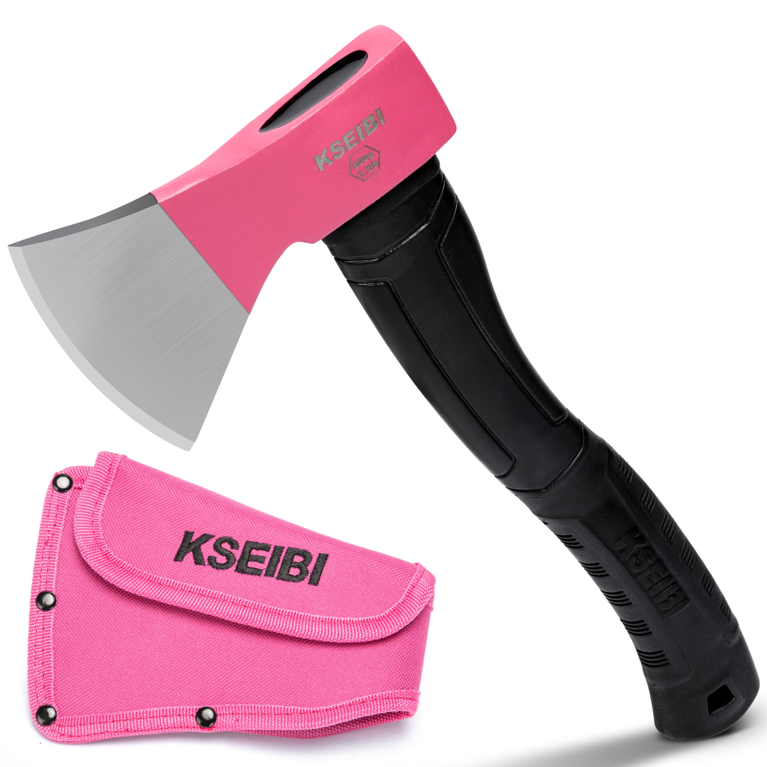 KSEIBI Wood Axe, Small Outdoor Camp Hatchet for Splitting and Kindling Wood, Forged Steel Blade with Anti-Slip and Shock Reduction Handle Great Throwing Axes and Hatchets (Modern)