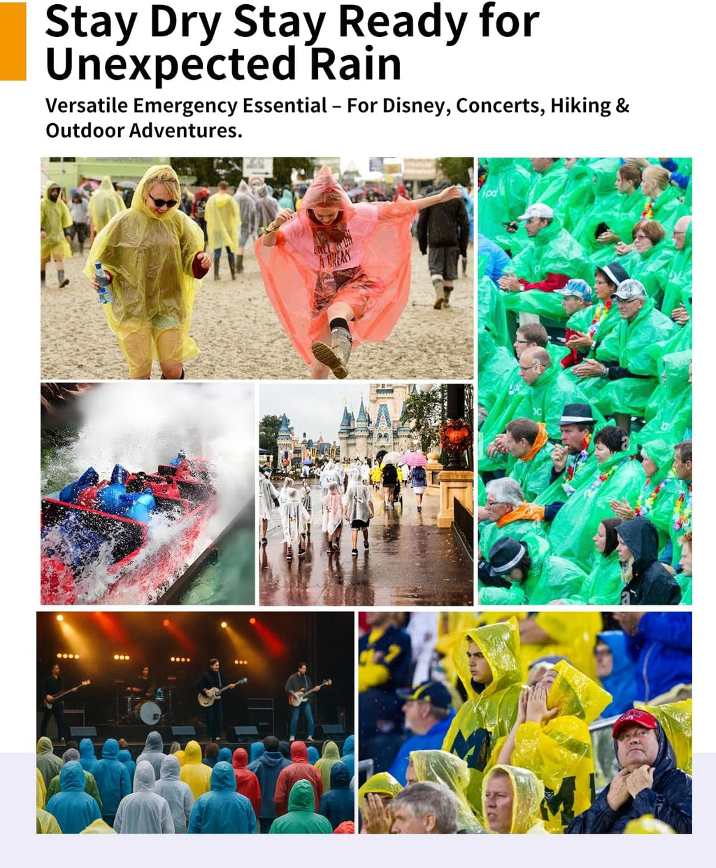 Hitituto Rain Ponchos for Adults - Extra Long Emergency Poncho with Hood, 6/12/24 Family Pack Raincoat, Home Survival Kits