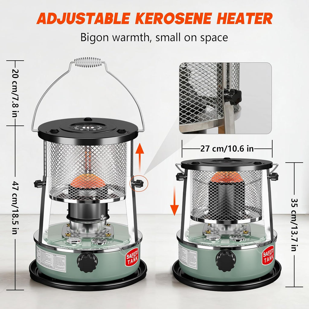 Kerosene Heater, Kerosene Heaters for Indoor Use, Portable Non Electric Stove for Camping, Outdoor, Home, Cooking, Garage, Emergency Oil Heater (4.5L, Blue)