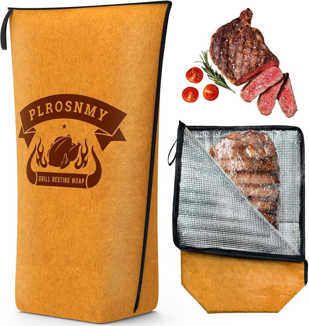BBQ Blanket for Resting Meat, 21 Inch Smoker Meat Resting Blanket for Brisket, Beef, Turkey, Wide Mouth Meat Insulated Resting Bag for Smoking, Grilling, Camping