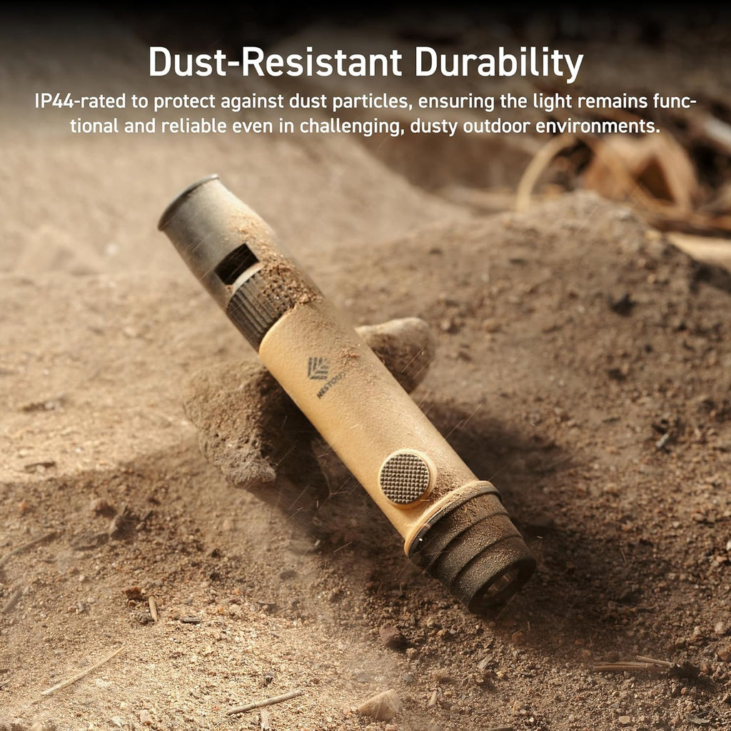 3-in-1 Flashlight, Lantern & Whistle, IP44 Water-Resistant, Dust-Resistant, AAA Battery Powered, Compact for Hiking, Camping, Rescue, Emergency, Lanyard Included (Beige)