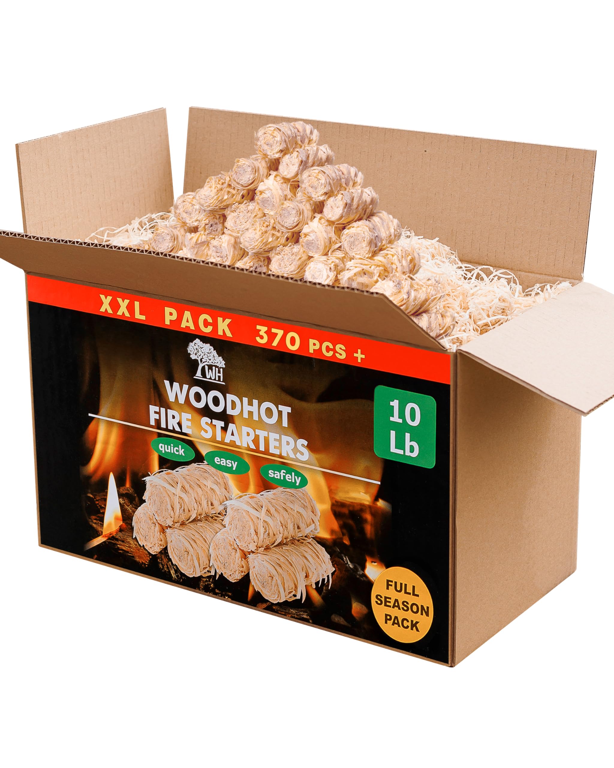 WH 54+ Pack Natural Fire Starters for Campfires & Grill - Long-Burning Charcoal Starters - Odorless Firestarters for Outdoor Fire Pit, Fireplace - Quick Ignite