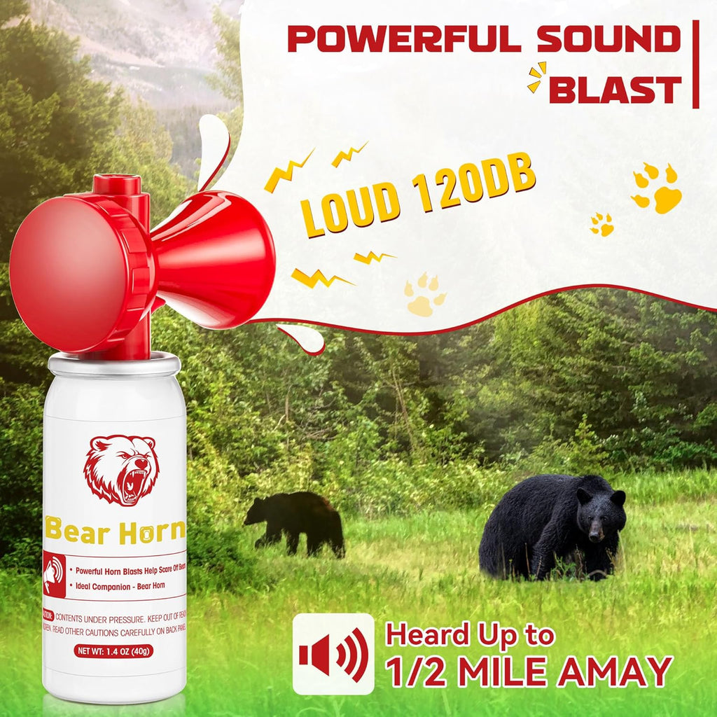 Bear Horn to Scare Bears 1.4oz, Very Loud 120dB Bear Air Horns for Safety for Hiking, Heard Up to 1/2 Mile Away, Bear Spray Self Defense, Blow Horn to Scare Wild Animals, Bear Alarm
