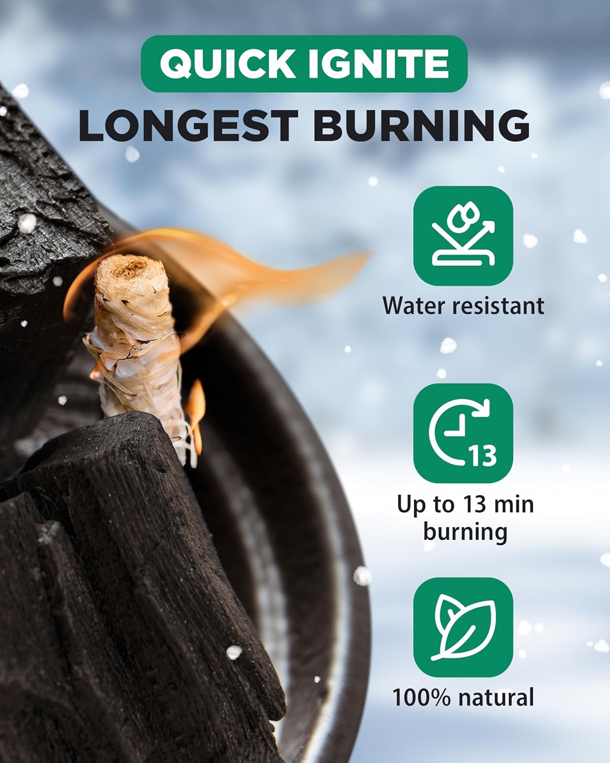 WH 54+ Pack Natural Fire Starters for Campfires & Grill - Long-Burning Charcoal Starters - Odorless Firestarters for Outdoor Fire Pit, Fireplace - Quick Ignite