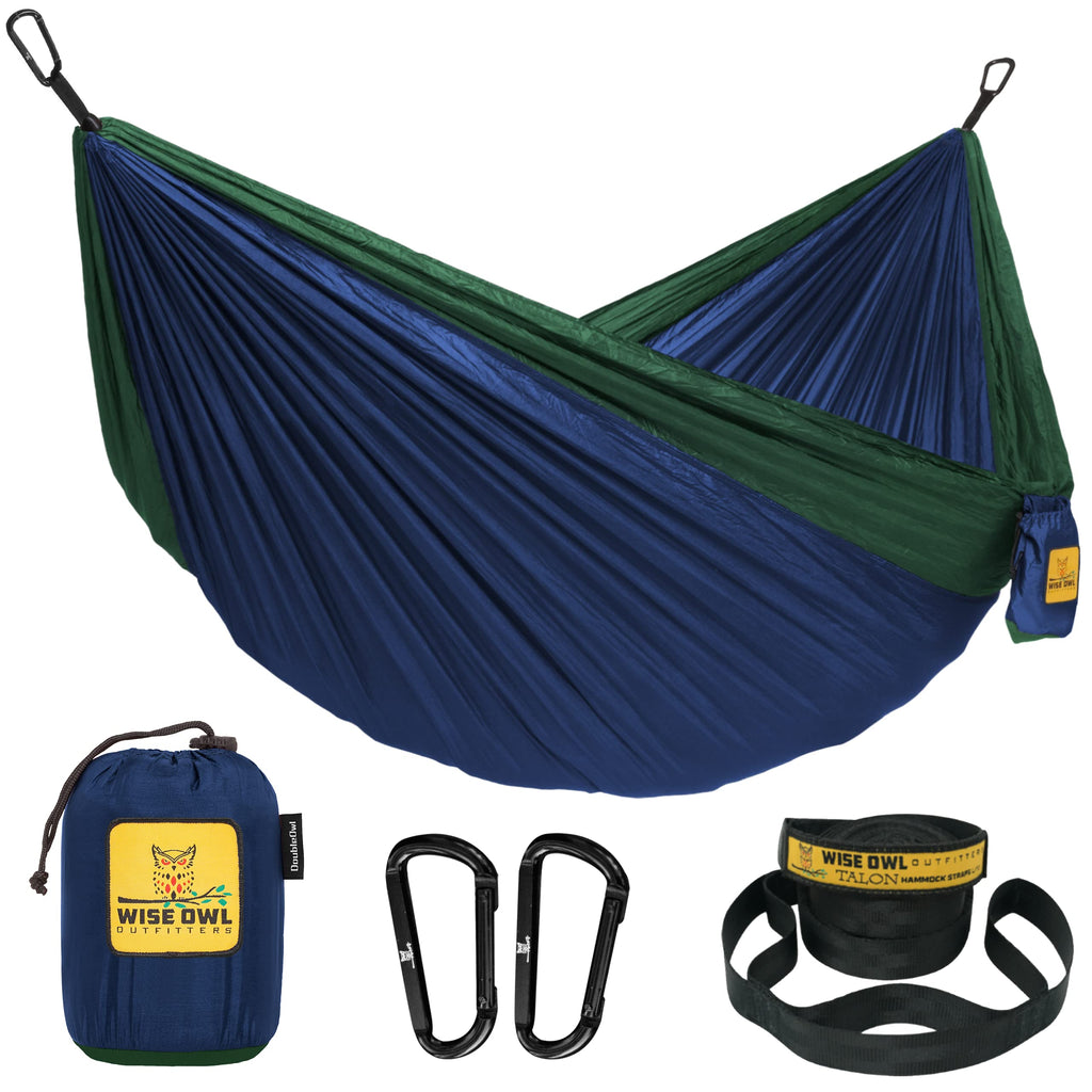 Wise Owl Outfitters Camping Hammock – 500lbs Portable Hammock with Tree Straps - Travel, Backpacking, Hiking, Outdoors Camping Gear - Single or Double