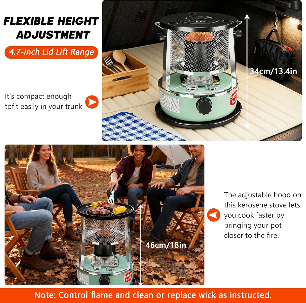 Kerosene Heater, Kerosene Heaters for Indoor Use, Portable Non Electric Stove for Camping, Outdoor, Home, Cooking, Garage, Emergency Oil Heater (4.5L, Blue)