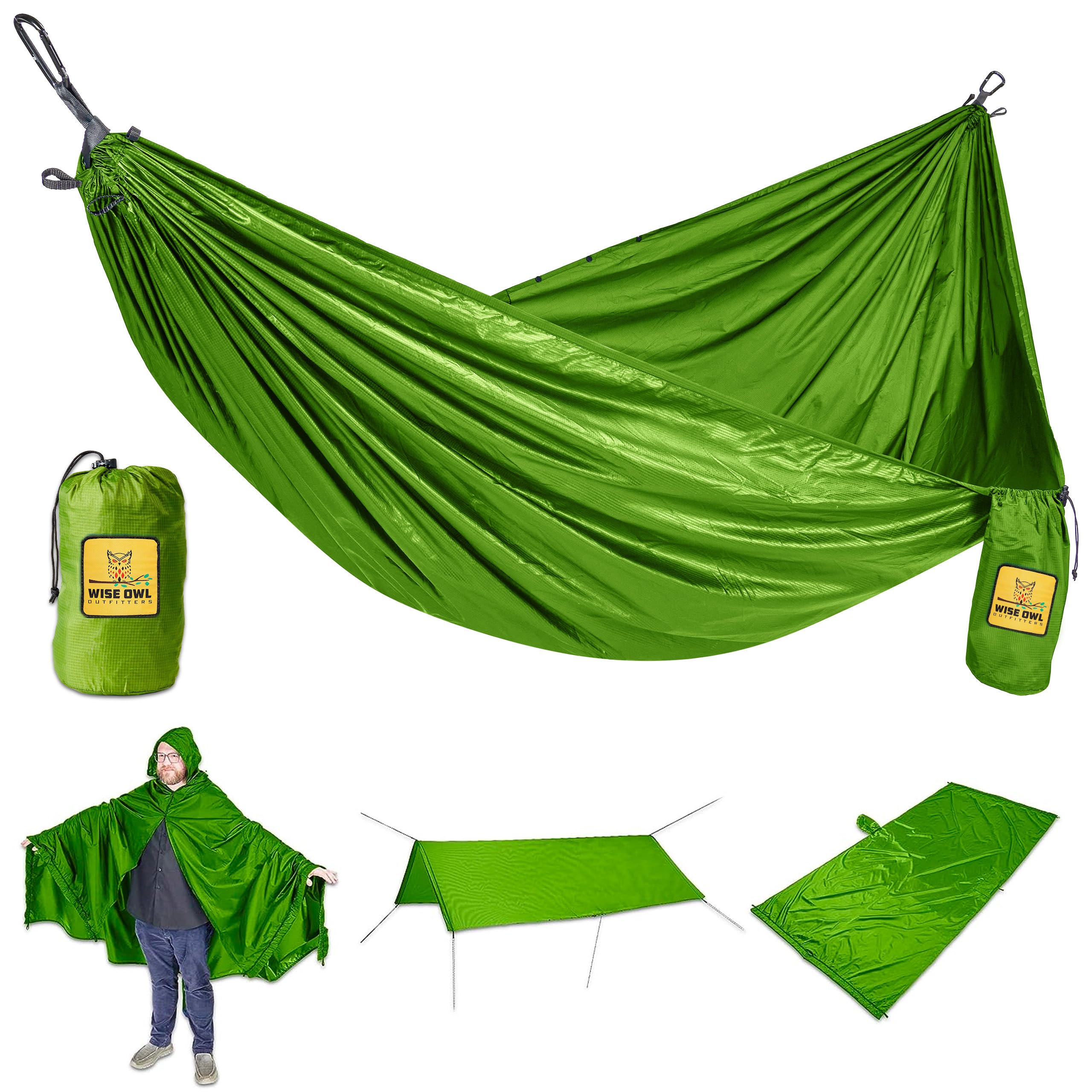 Wise Owl Outfitters Camping Hammock – 500lbs Portable Hammock with Tree Straps - Travel, Backpacking, Hiking, Outdoors Camping Gear - Single or Double