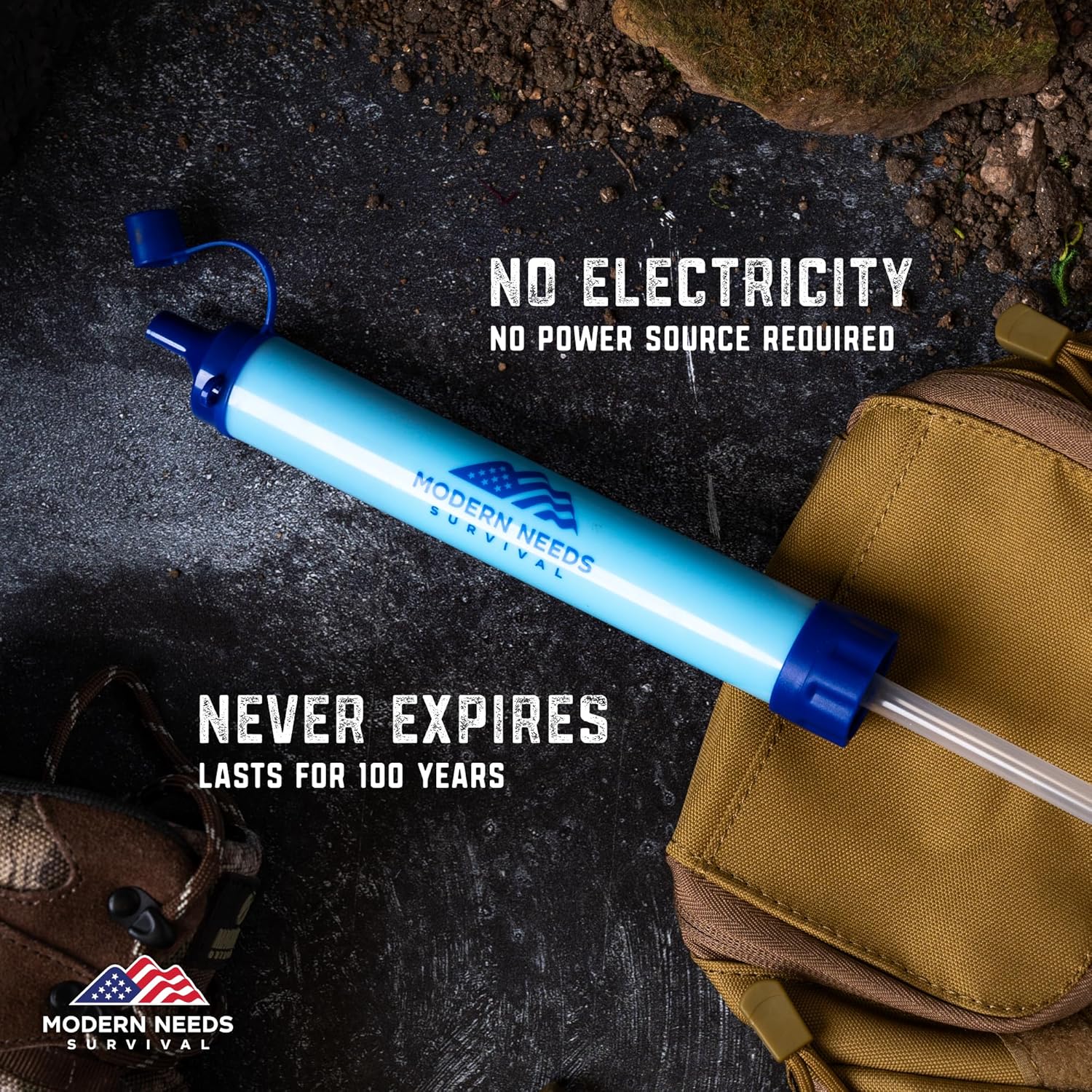 MODERN NEEDS Ready Filter Personal Water Filter Straw | Backpacking Water Filter for Hiking & Camping | Portable Water Purifier Camping | Emergency Survival Gear & Camping Survival Kit