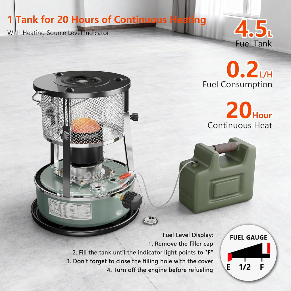 Kerosene Heater, Kerosene Heaters for Indoor Use, Portable Non Electric Stove for Camping, Outdoor, Home, Cooking, Garage, Emergency Oil Heater (4.5L, Blue)