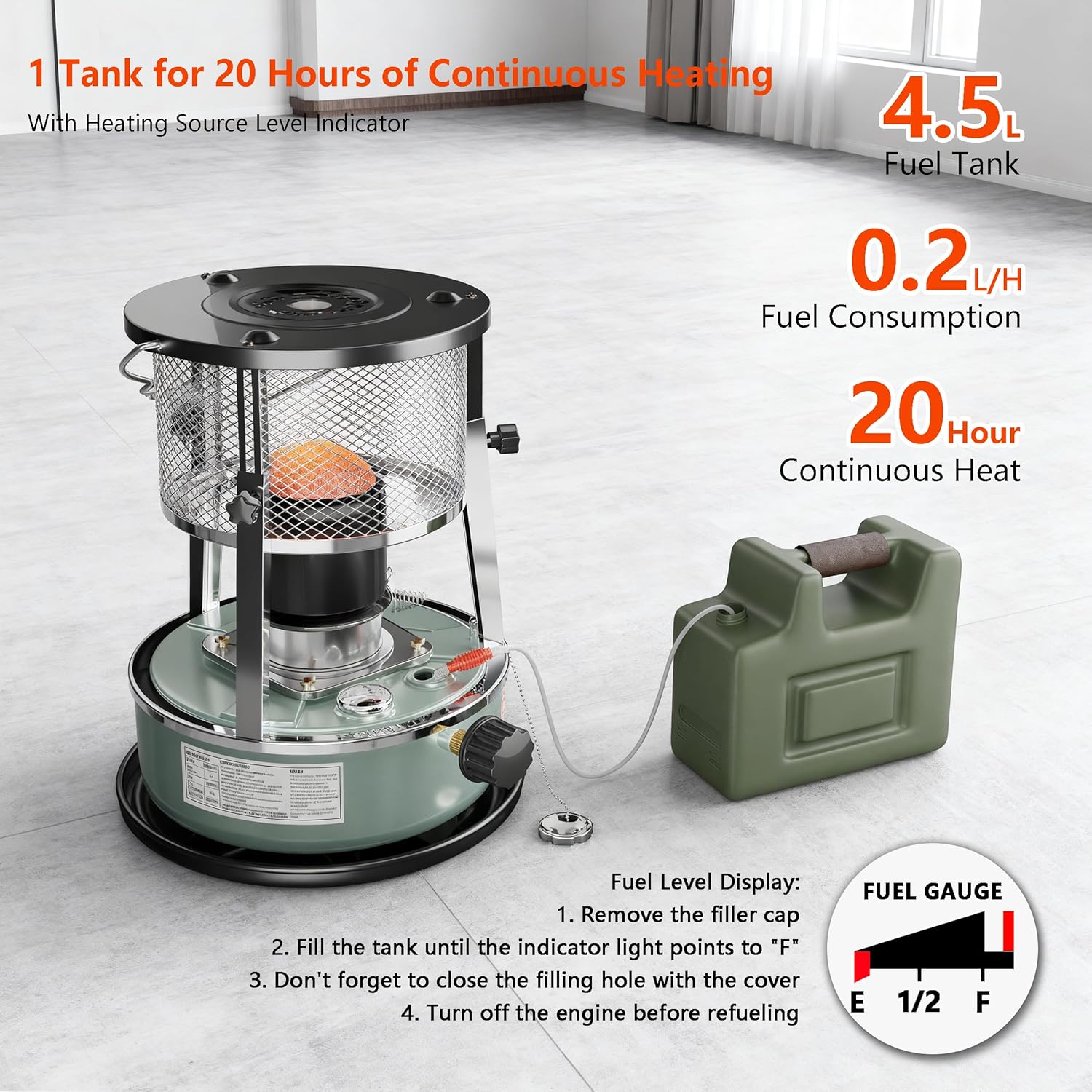 Kerosene Heater, Kerosene Heaters for Indoor Use, Portable Non Electric Stove for Camping, Outdoor, Home, Cooking, Garage, Emergency Oil Heater (4.5L, Blue)