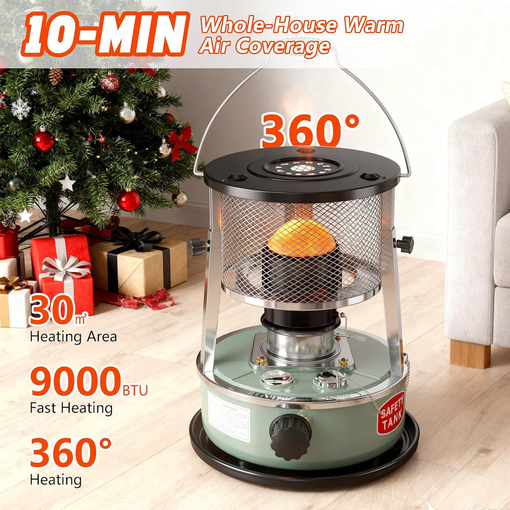 Kerosene Heater, Kerosene Heaters for Indoor Use, Portable Non Electric Stove for Camping, Outdoor, Home, Cooking, Garage, Emergency Oil Heater (4.5L, Blue)